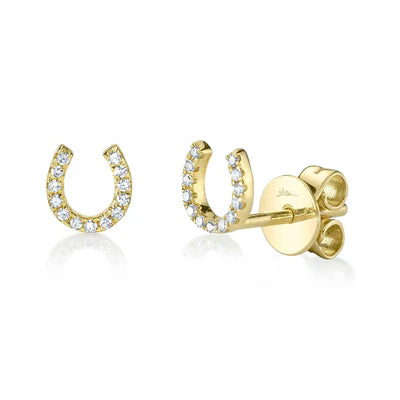 Shy Creation Diamond Horseshoe Stud Earrings - 14K Gold Plated Elegant Dangle Earrings for Women | Perfect for Weddings, Parties & Special Occasions