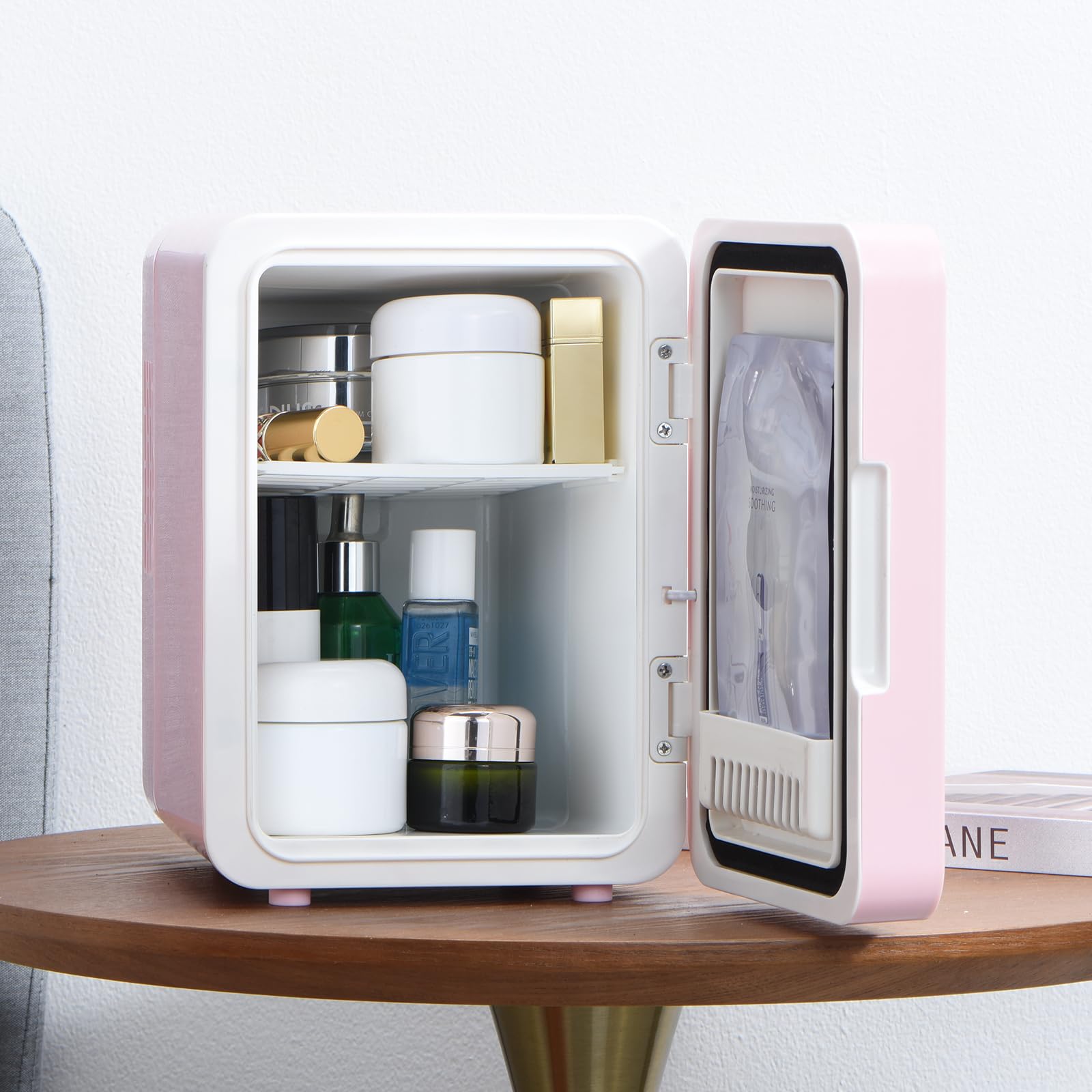 Iceblue 4L Skincare Fridge with Dimmable LED Light Mirror - Portable Mini Makeup Cooler for Cosmetics, Perfumes & Drinks - Perfect for Bedroom, Office, Dorm & Car Travel (Pink) | Keep Beauty Essentials Fresh & Beverages Chilled Anywhere
