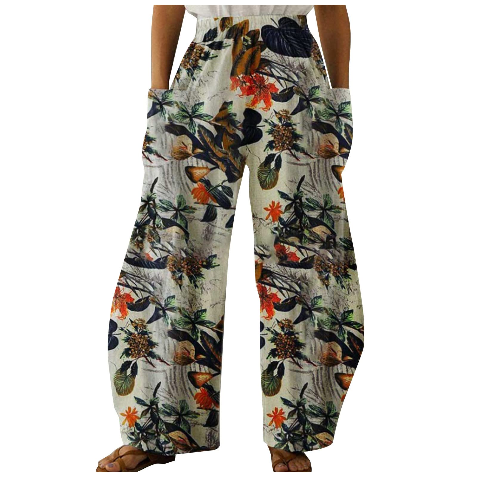 LIHUAK Women's Summer Cotton Linen Pants - Loose Fit Casual Trousers for Women | Comfortable & Breathable for Beach, Travel & Everyday Wear