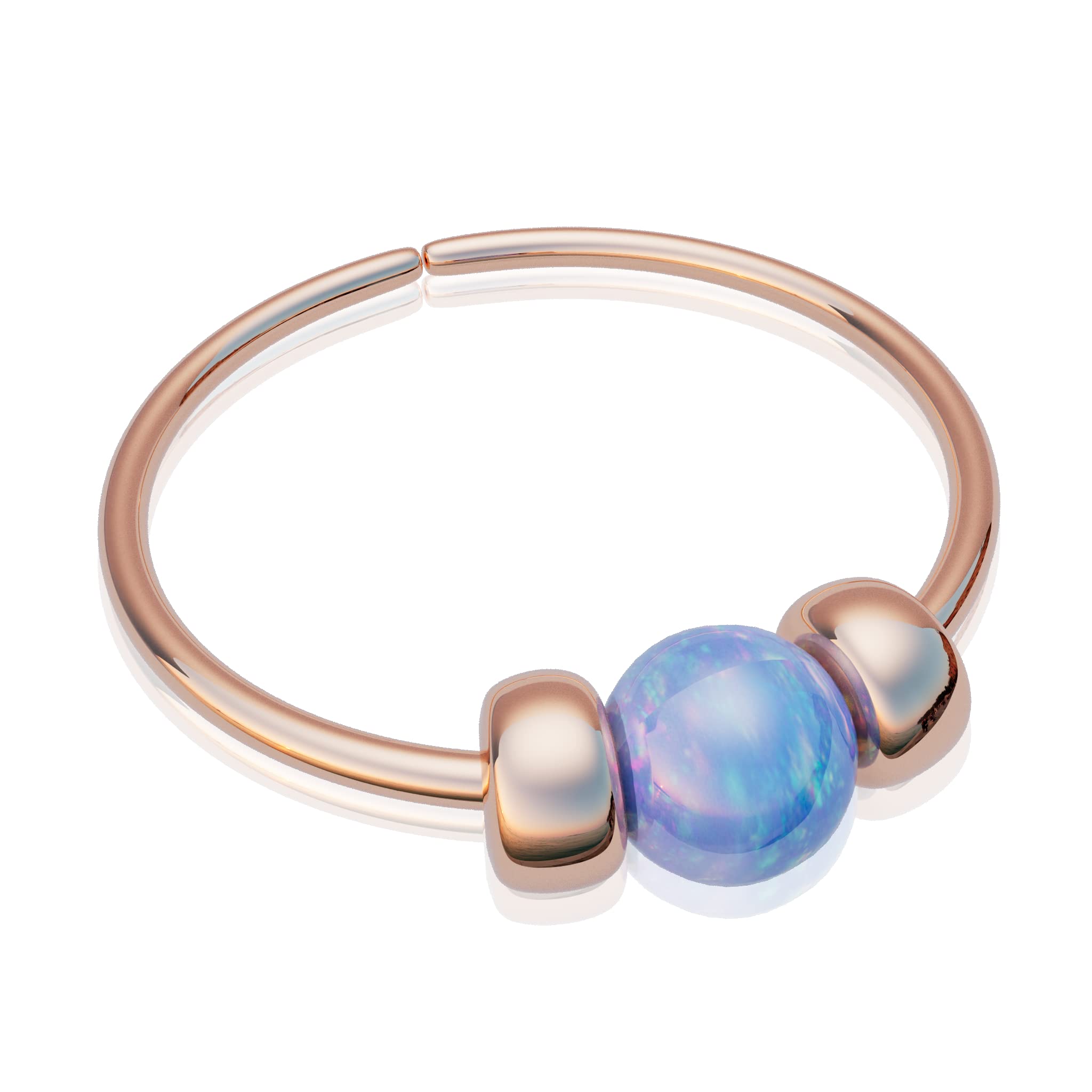 Dainty 14K Rose Gold Nose Hoop Piercing - 24 Gauge 7mm Thin Nose Ring with 2mm Blue Opal Gemstone | Handmade Comfortable Body Jewelry for Everyday Wear & Special Occasions