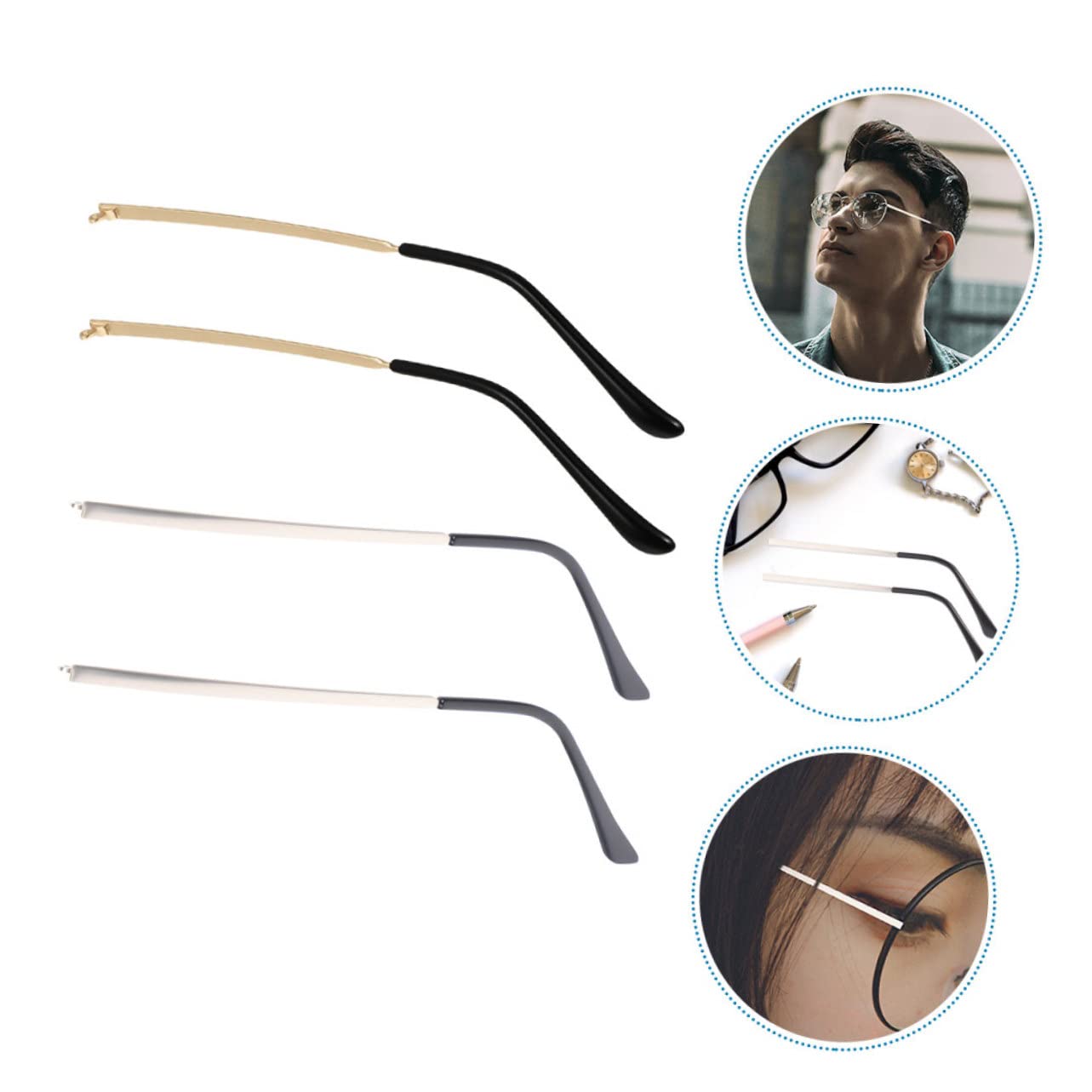 ORFOFE Precision Glasses Screwdriver Kit - 2 Pairs Eyeglass Arm Replacement Parts with Metal Screws - Perfect for Eyewear Repair & Maintenance at Home or Office