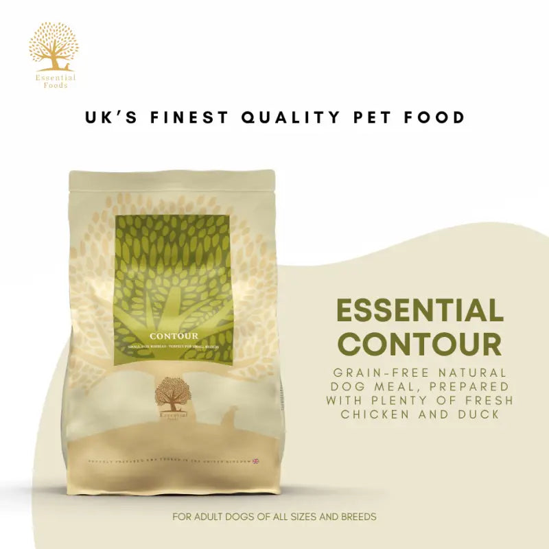 Premium Essential Contour Dry Dog Food for Small & Large Breeds - High Protein Kibble for Healthy Skin & Coat - Perfect for Active Dogs & Daily Nutrition