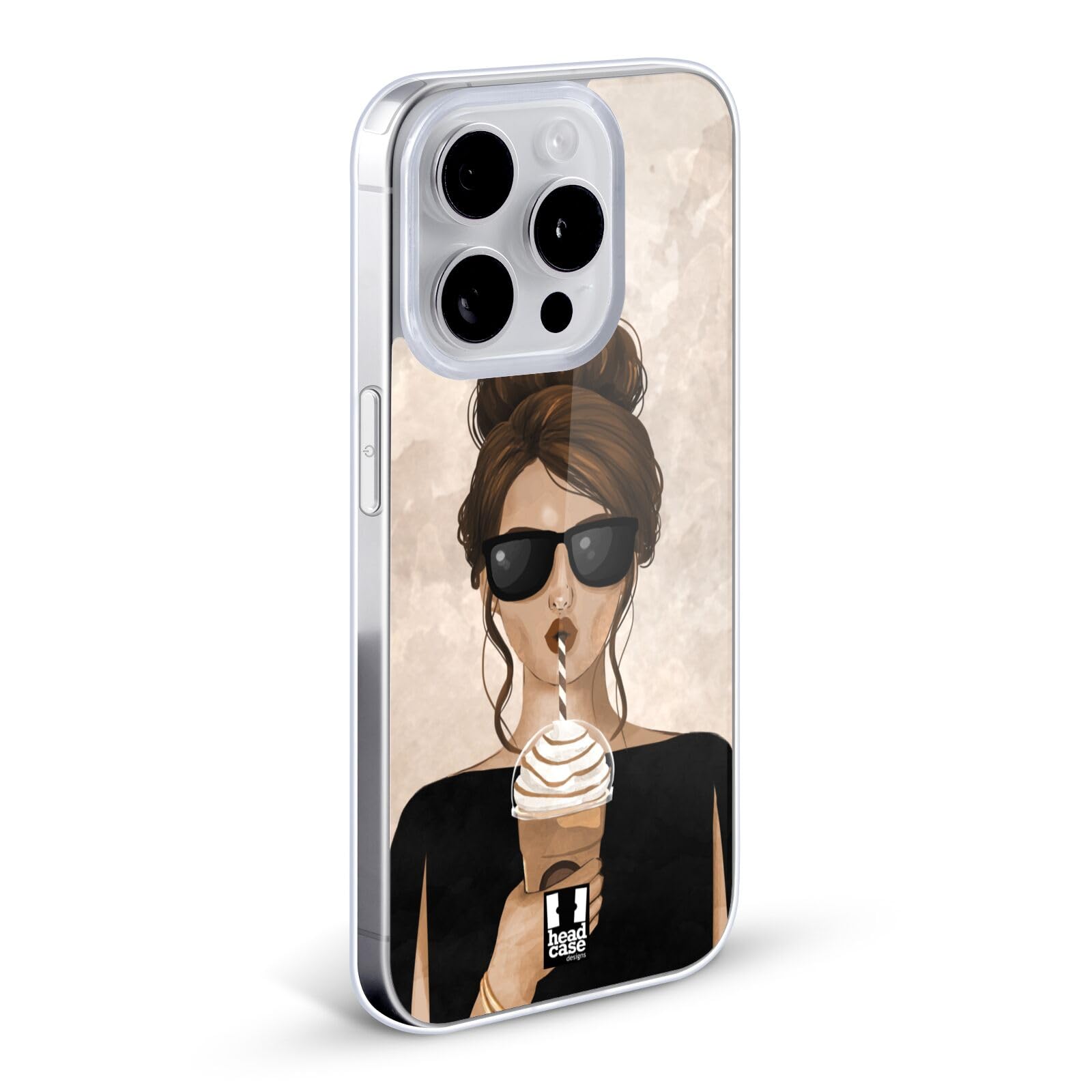 Girl with Frappe Coffee French Cafe Soft Gel Case for Apple iPhone 11 Pro Max - Cute Protective Phone Cover for Women, Coffee Lovers - Perfect for Daily Use, Office, and Cafe Outings