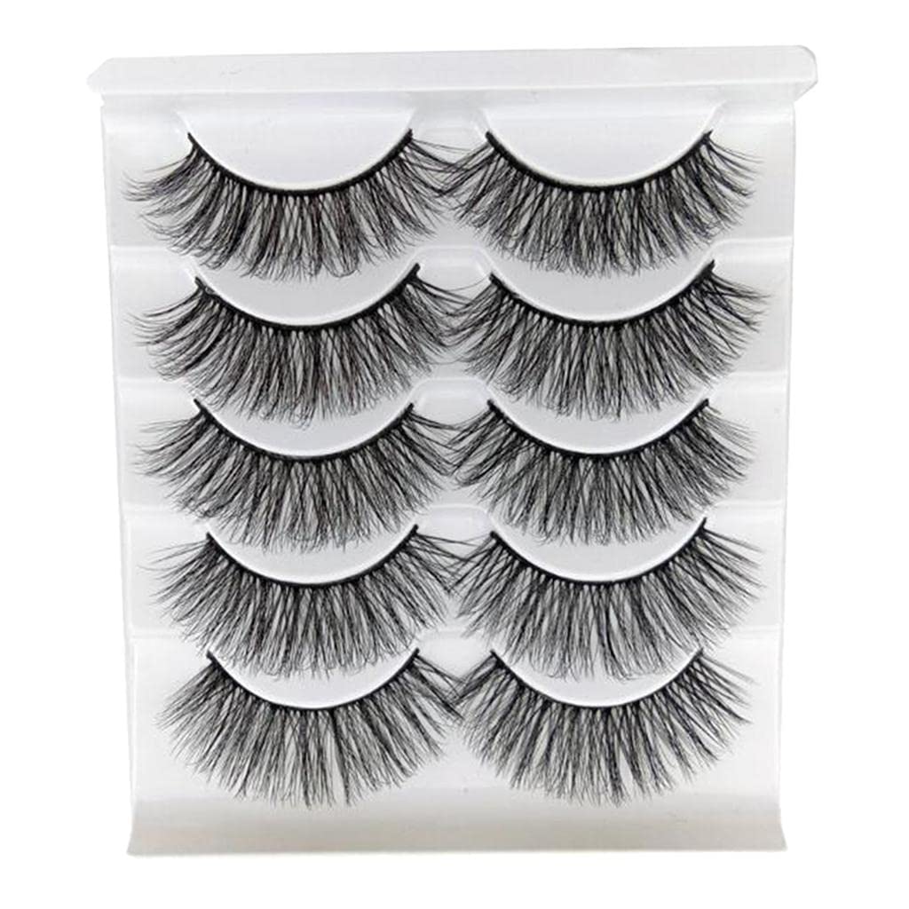GAH 5 Pairs 3D Long Messy Cross False Eyelashes - Natural Look for Lash Extensions | Perfect for Parties, Weddings, and Special Occasions