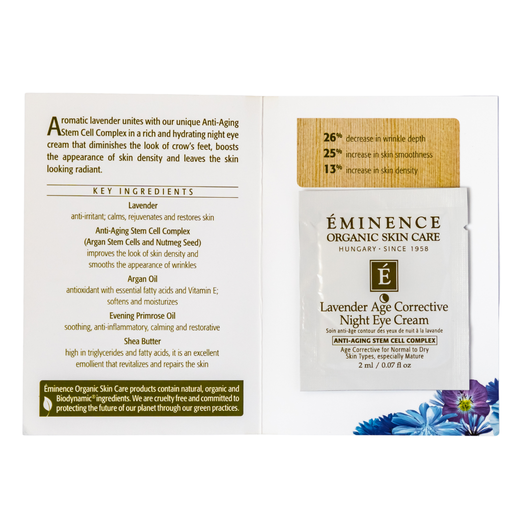 Eminence Organics Lavender Age Corrective Night Eye Cream - Anti-Aging Eye Treatment for Dark Circles & Wrinkles - Hydrating & Firming Night Cream for Delicate Eye Area - Perfect for Nighttime Skincare Routine