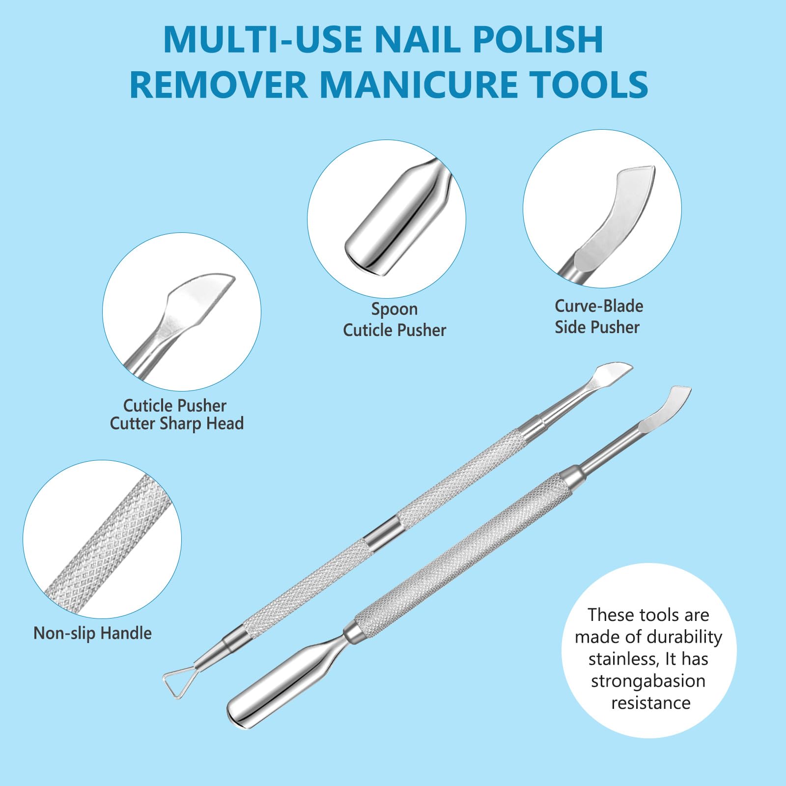 Fast-Acting Gel Nail Polish Remover Kit with Cuticle Pusher & Scraper - Removes Gel Polish in 2-5 Minutes Without Foil or Soaking - Perfect for At-Home Manicures & Salon Professionals