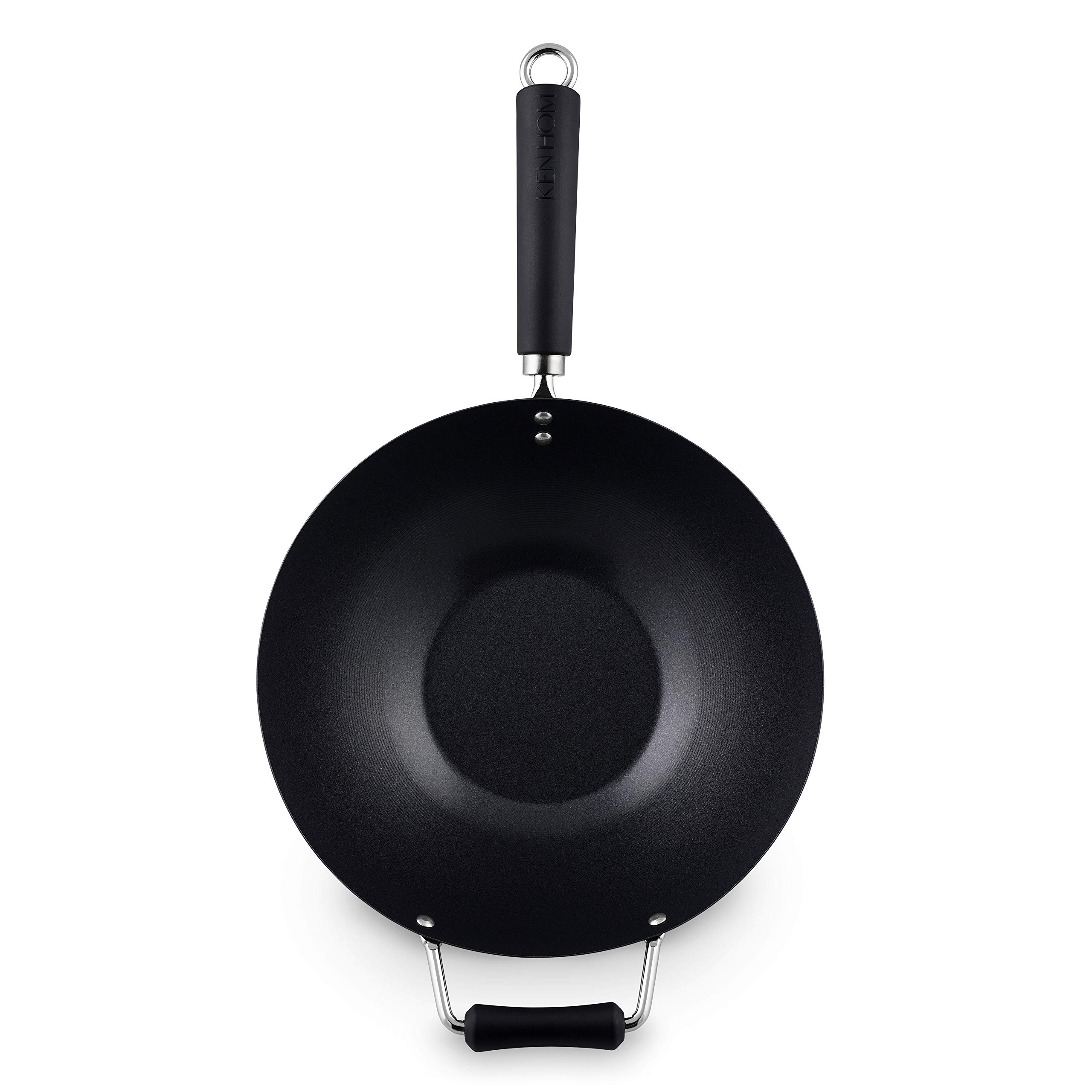 Ken Hom Carbon Steel Non-Stick Wok Pan - 31cm Induction Compatible, Dishwasher Safe, 5-Year Warranty - Perfect for Stir-Frying, Sautéing & Asian Cooking (Model KH431001)