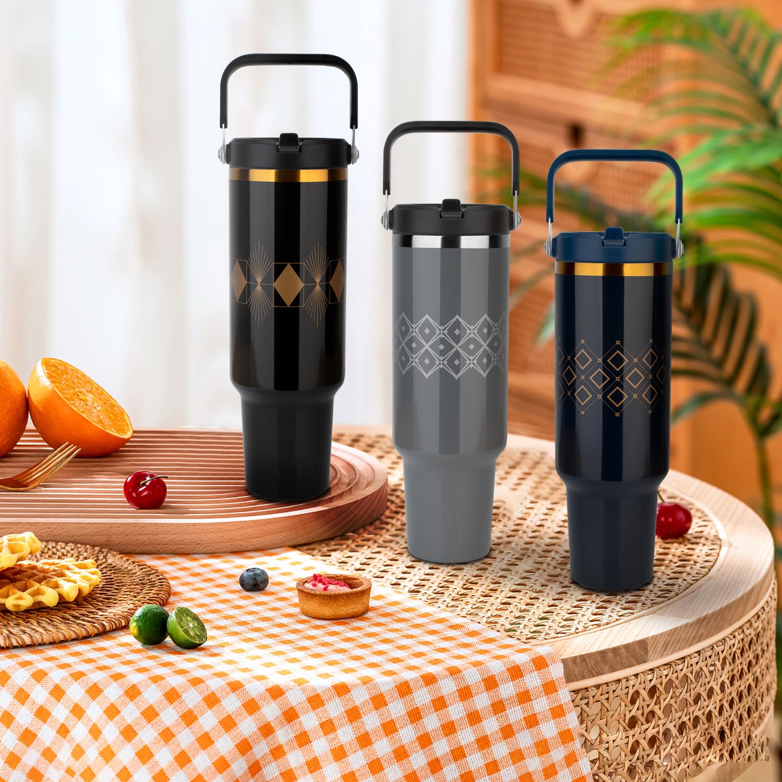 50oz Stainless Steel Tumbler with Lid & Straw - Vacuum Insulated, Leak Proof, Fits in Cup Holder - Perfect for Home, Office, Travel, Gym & Outdoor Activities