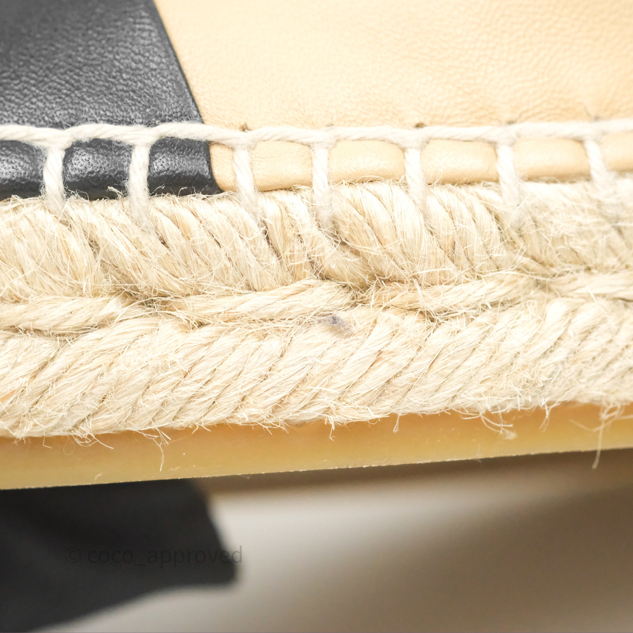 Chanel CC Logo Espadrilles in Beige & Black Lambskin - Women's Size 38 | Comfortable Summer Flats for Beach, Vacation & Casual Outings