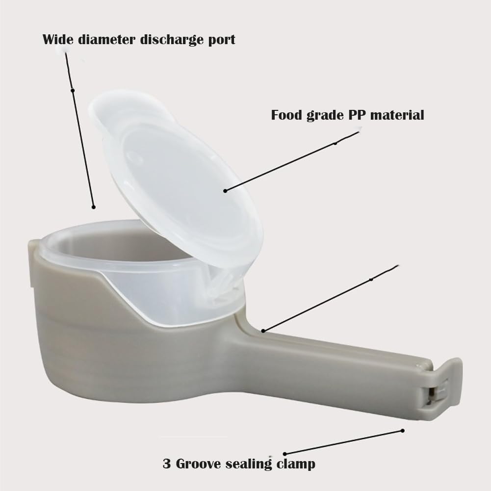 4Pcs Reusable Food Bag Clips with Pour Spouts - Plastic Bag Sealing Clips for Snacks, Chips, Cereal & Dry Goods - Airtight Kitchen Storage Solution (White)
