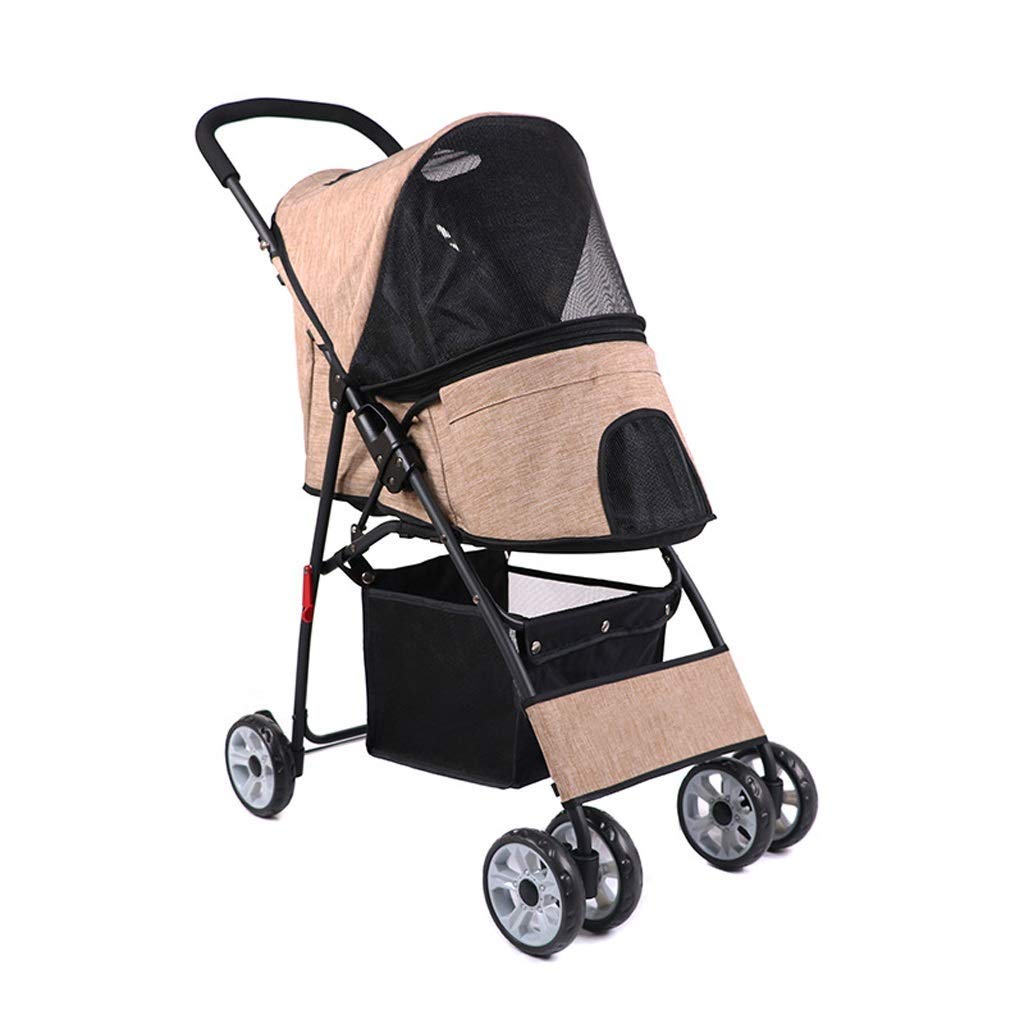 Pink Pet Stroller for Small Dogs & Cats Under 12kg - Foldable Dog Stroller with Large Storage Basket | Lightweight Pet Travel Carrier for Walks, Shopping & Vet Visits (Color: C)