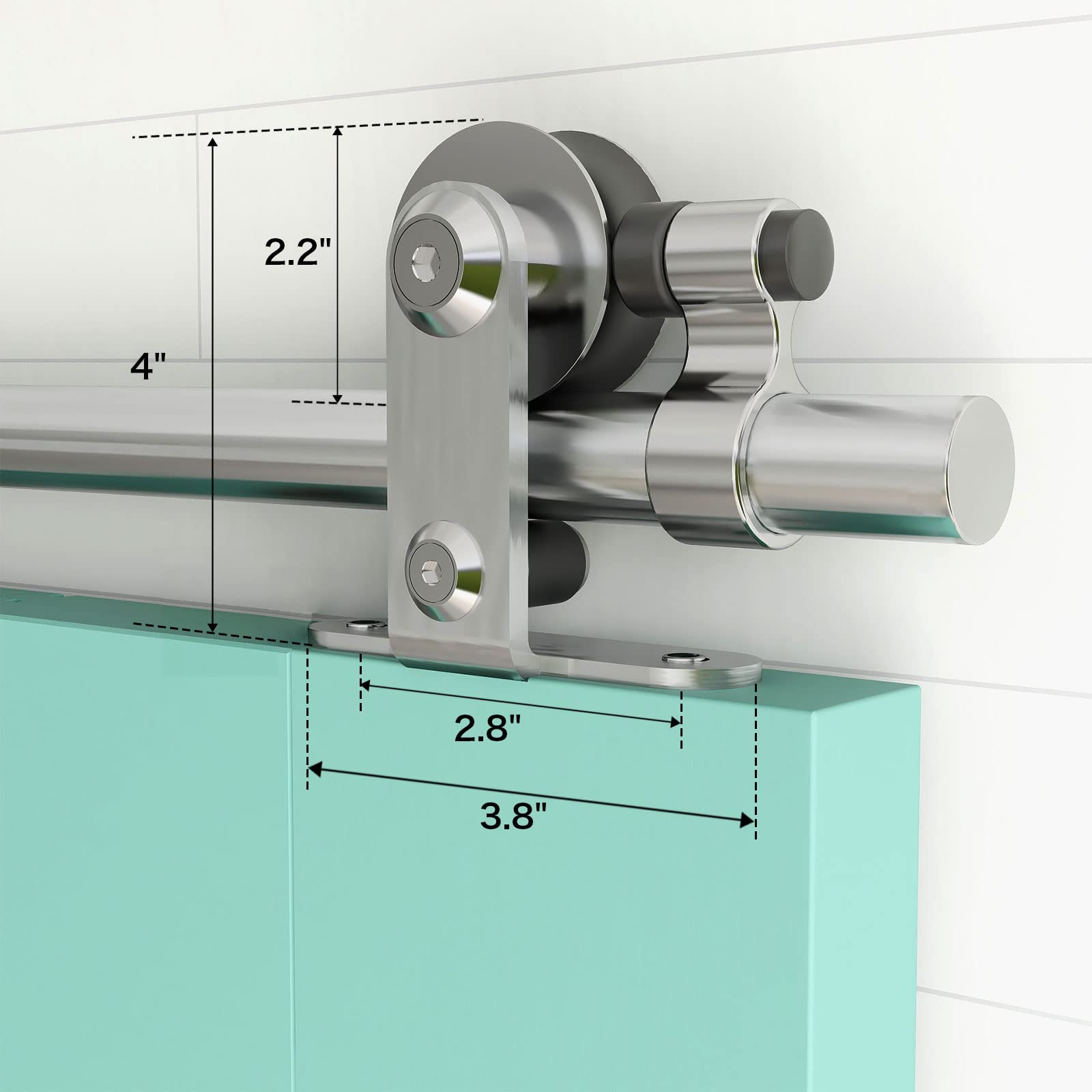 TSMST 5FT Heavy Duty Stainless Steel Sliding Barn Door Hardware Kit - Top Mount T-Style Track for Double Wood Doors | Smooth & Quiet Operation | Perfect for Bedrooms, Closets, and Farmhouse Style Homes