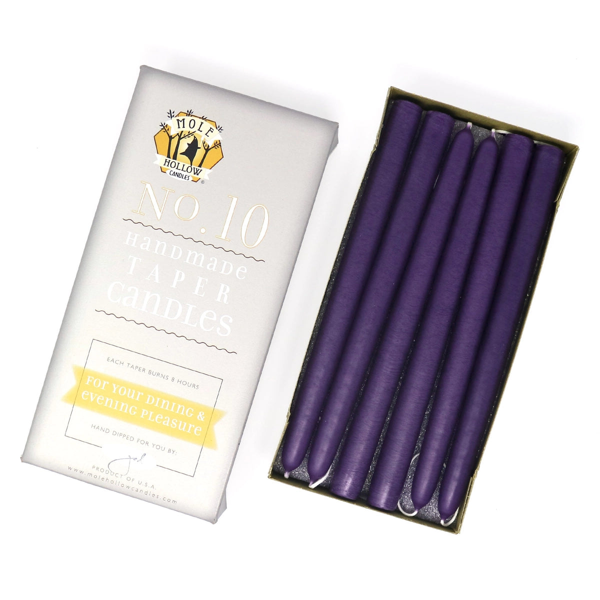 10 Plum Purple Taper Candles - Set of 2 | Elegant Dinner Party, Wedding Centerpiece & Romantic Home Decor Candles
