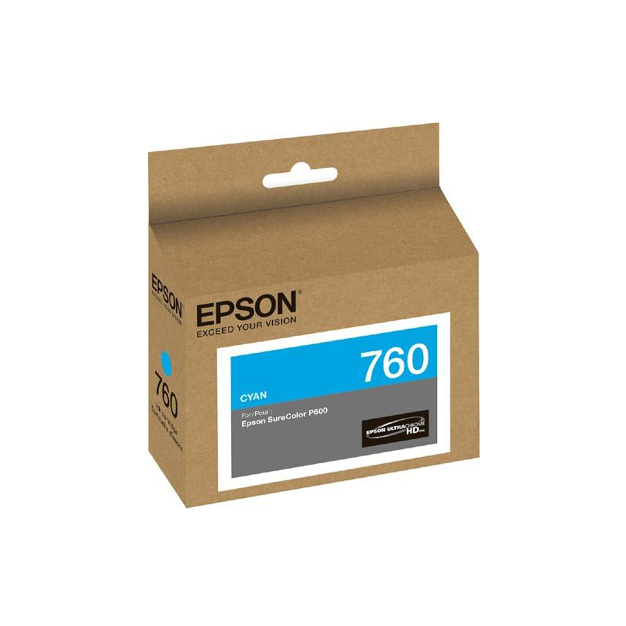Epson T760 UltraChrome HD Cyan Ink Cartridge for SureColor P600 Printer - High-Quality Photo Printing, Art Reproduction & Professional Graphic Design