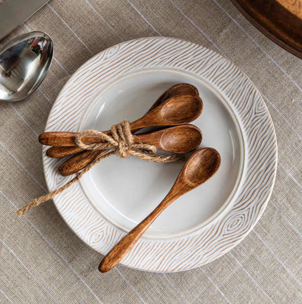 Juliska Wood Petite Spoons Set of 4 - Handcrafted Wooden Tea Spoons for Coffee, Dessert, and Ice Cream - Perfect for Tea Parties, Coffee Breaks, and Elegant Dining