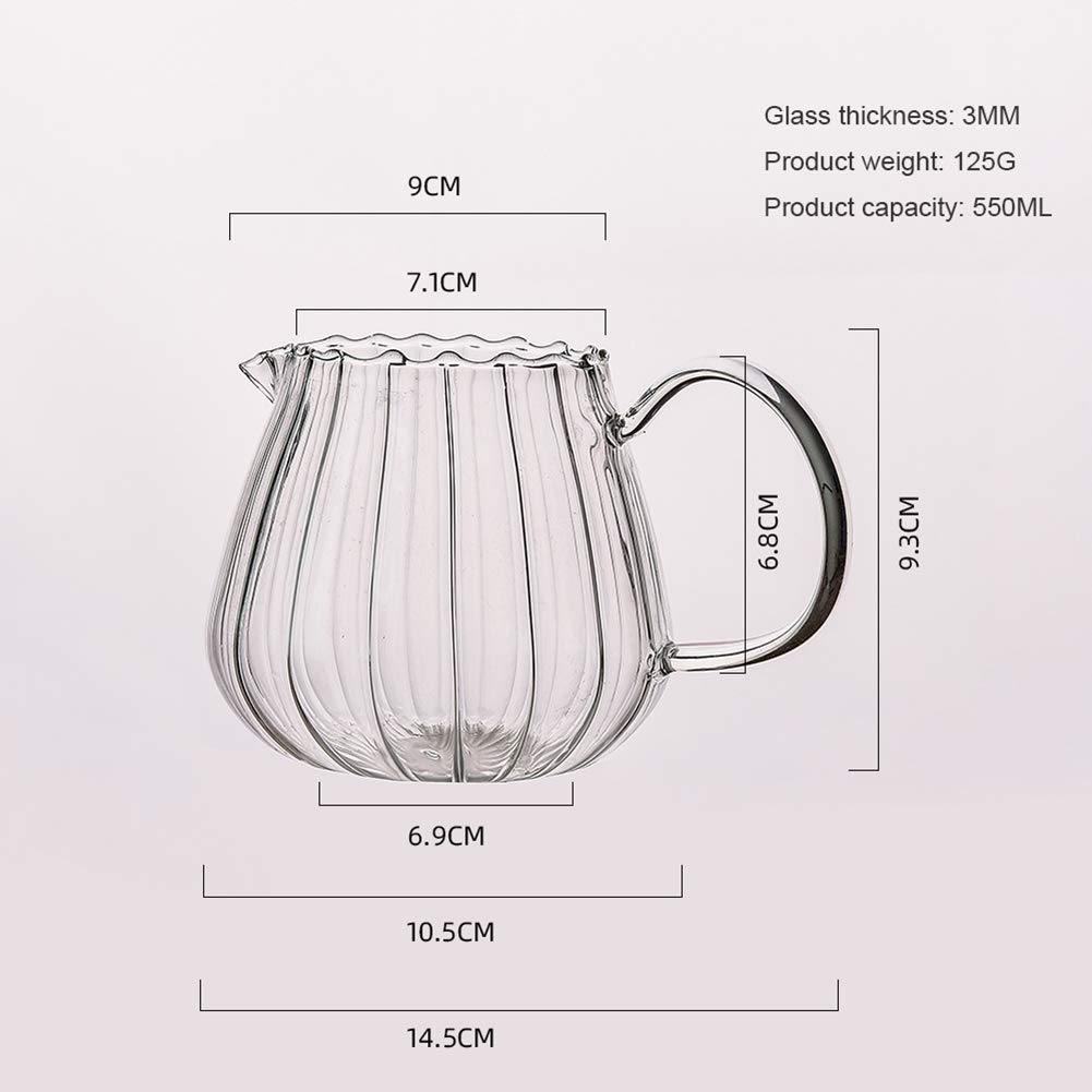 Elegant Wave Shaped Clear Crystal Glass Creamer and Milk Jug - Creative Embossed Stripe Pitcher for Coffee, Tea, Milk & Kitchen Use - Perfect for Dining, Entertaining & Home Decor