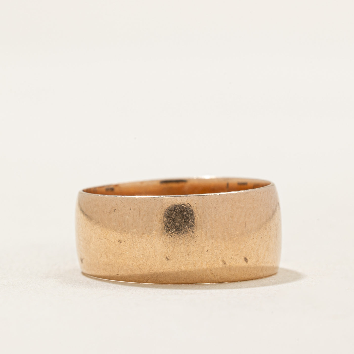 Vintage 10k Yellow Gold Cigar Band Ring - 8.00mm Wide - Size 6.5 - Pseudo Hallmarked - Perfect for Weddings, Anniversaries & Gifts