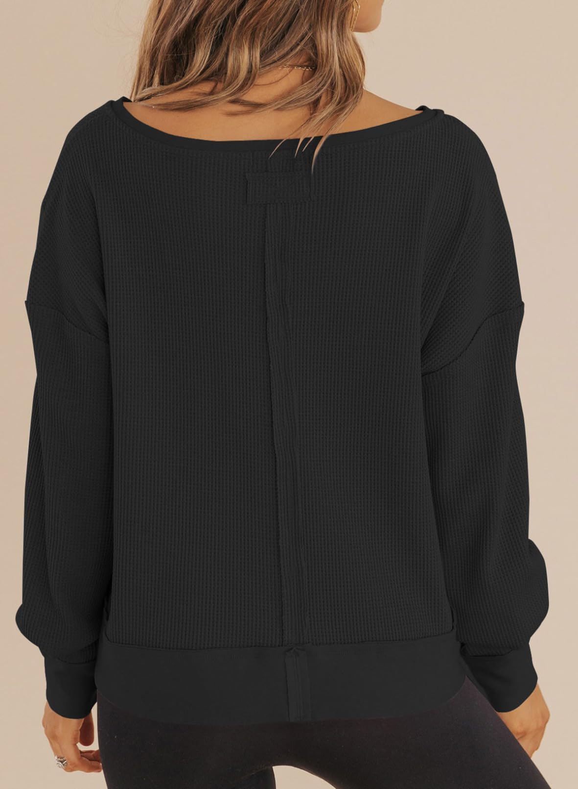 Dokotoo Women's V-Neck Waffle Knit Cropped Sweater - Long Sleeve Pullover Crop Top for Spring Outfits | Casual Wear, Layering, Date Night & Office Looks