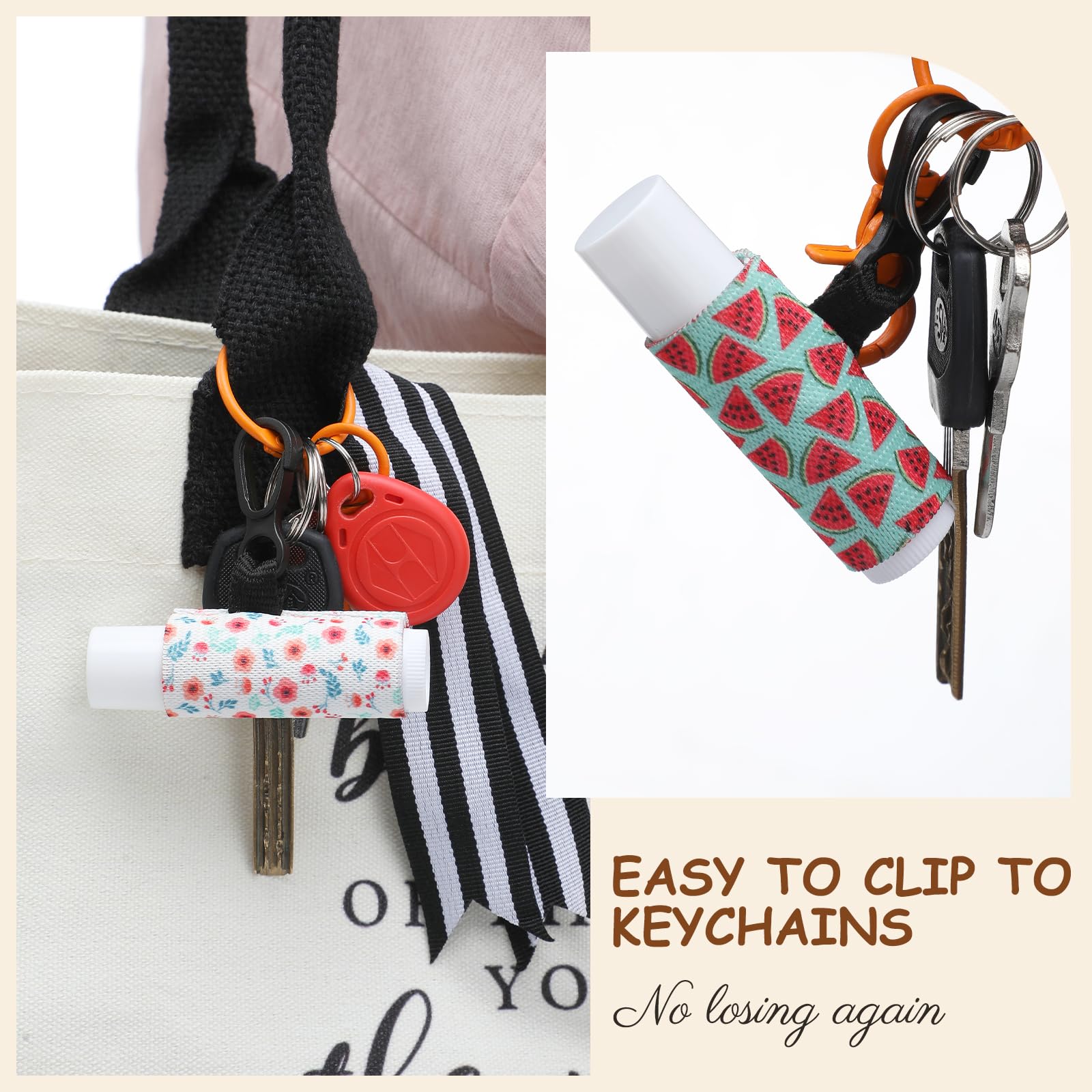 Sureio 40 Pcs Bulk Lipstick Keychain Holder with Clip - Compact Lip Balm & Lip Gloss Organizer - Elastic Lanyards for Women & Men - Perfect for Makeup Artists, Travel & Daily Cosmetics Organization