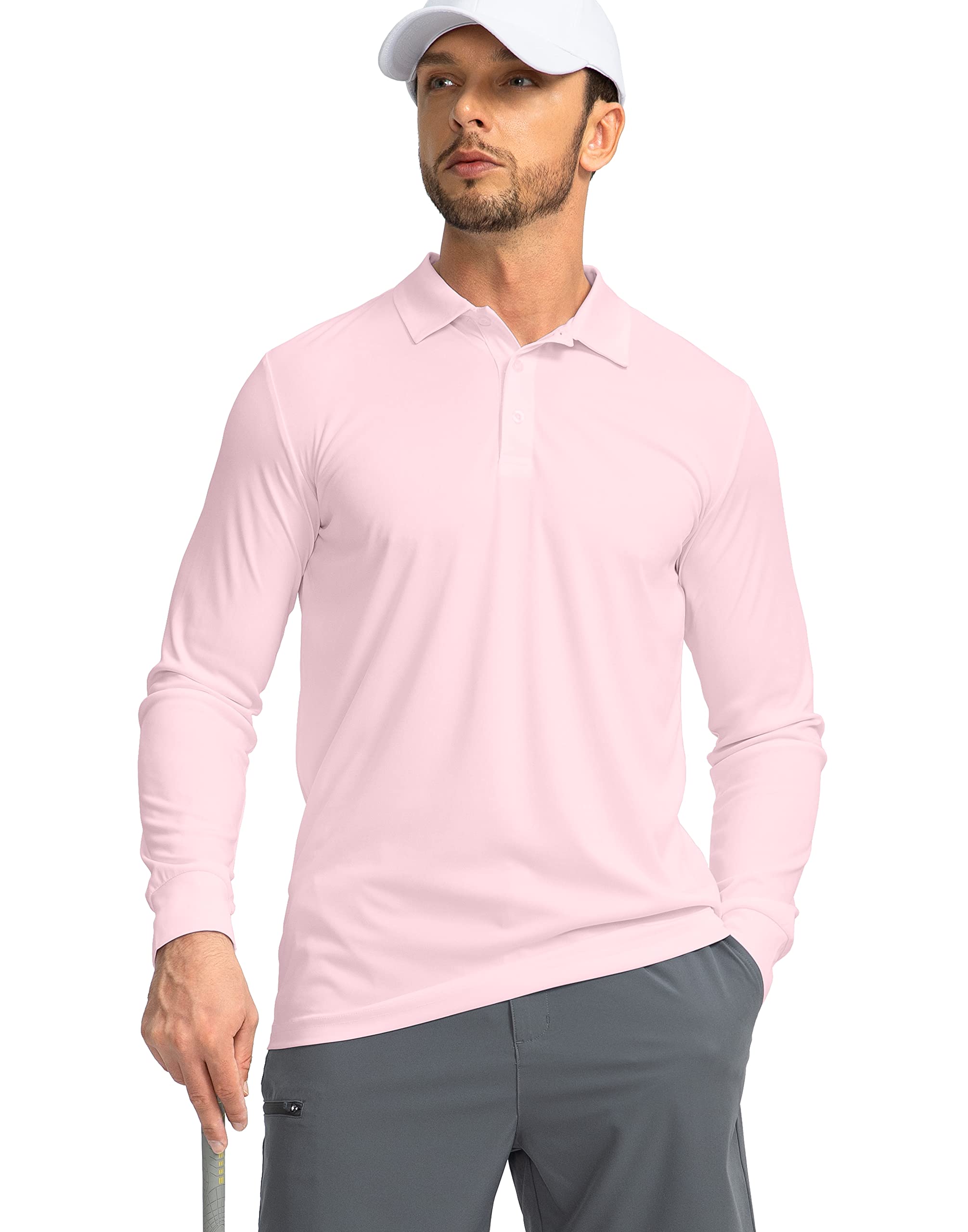 Men's Long Sleeve Polo Shirt - UPF 50+ Sun Protection Golf Shirt, Lightweight & Breathable for Work, Fishing & Outdoor Activities | Perfect for Golfing, Hiking and Summer Sun Protection