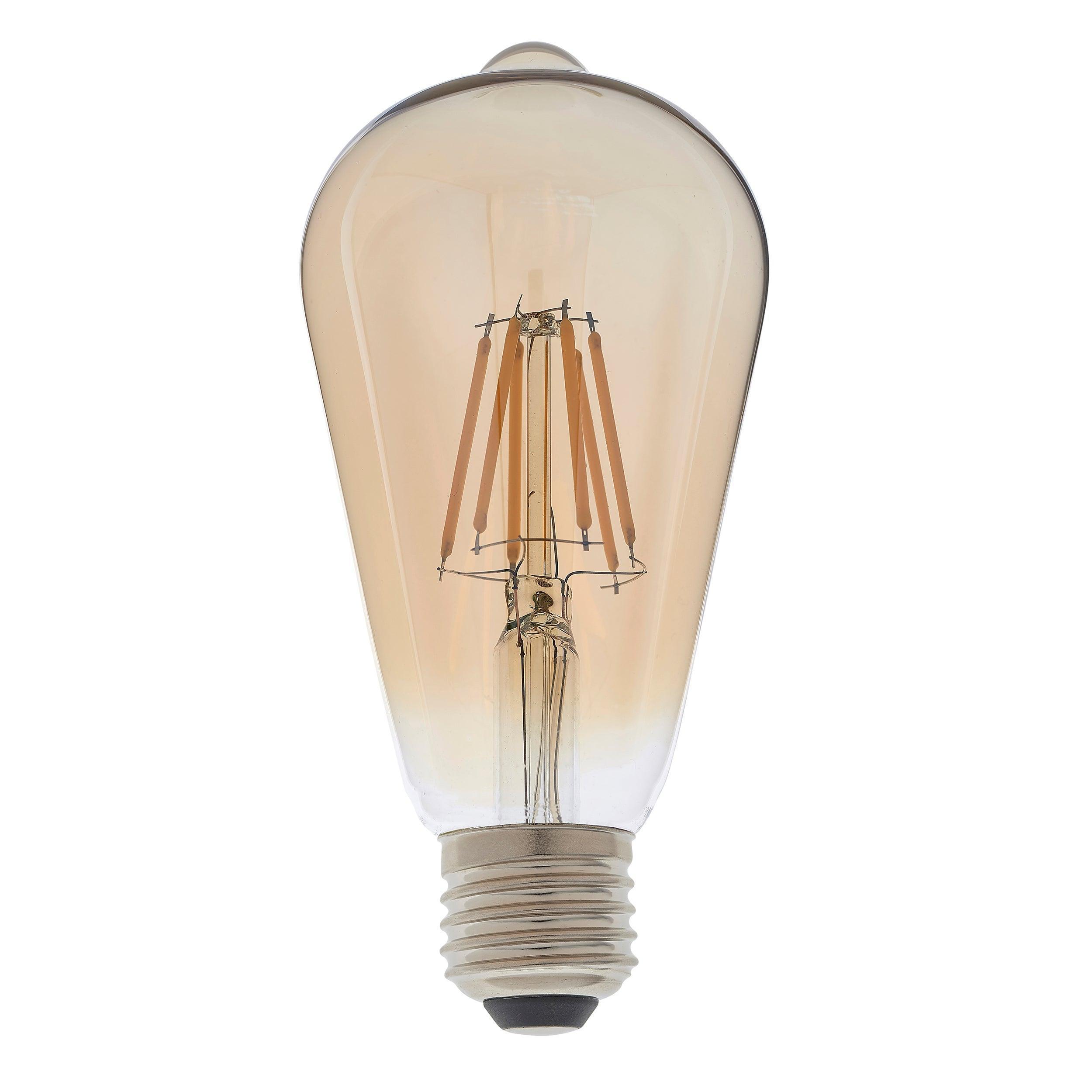 3 Pack E27 LED Filament Amber Pear Shaped Dimmable 6W Light Bulbs - Warm Vintage Edison Style for Bedroom, Cafe, Restaurant & Home Decor Lighting
