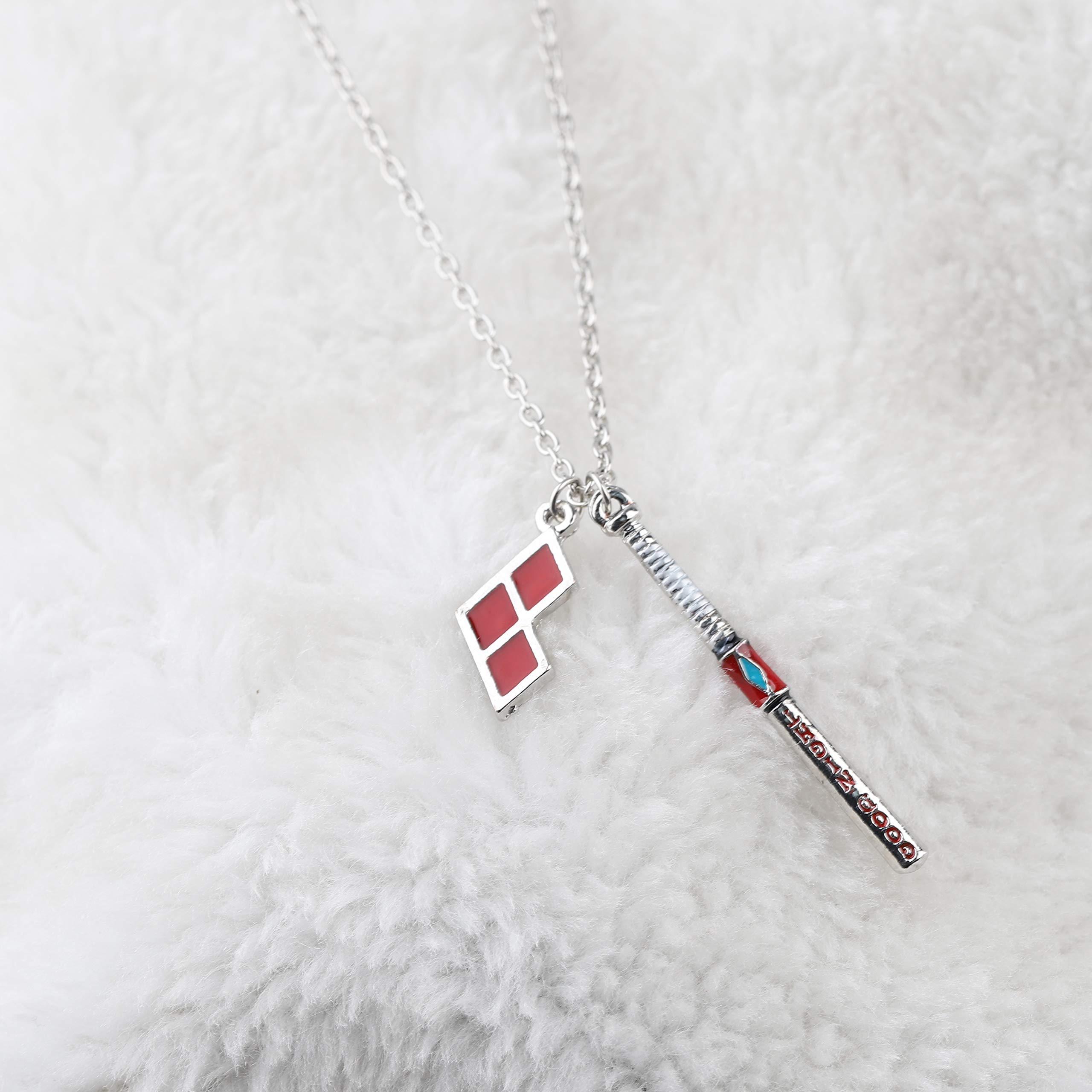 CENWA Baseball Bat Joker Pendant Necklace - Unique Gotham Inspired Jewelry Gift for Batman Fans - Perfect for Cosplay, Comic Con & Superhero Themed Parties