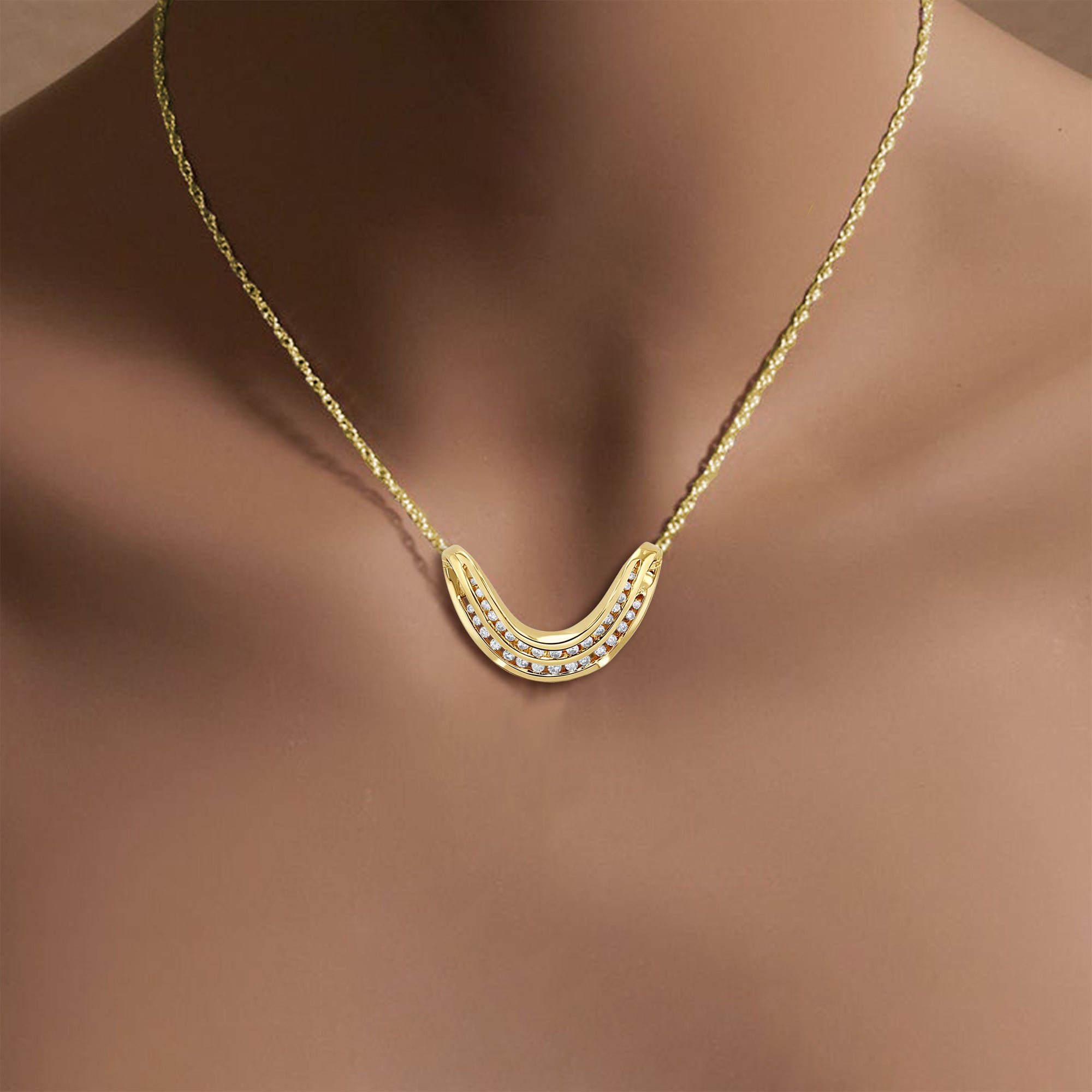 Double Row Diamond Slider Necklace for Women - Adjustable Chain with Sparkling CZ Stones - Perfect for Weddings, Date Nights & Special Occasions