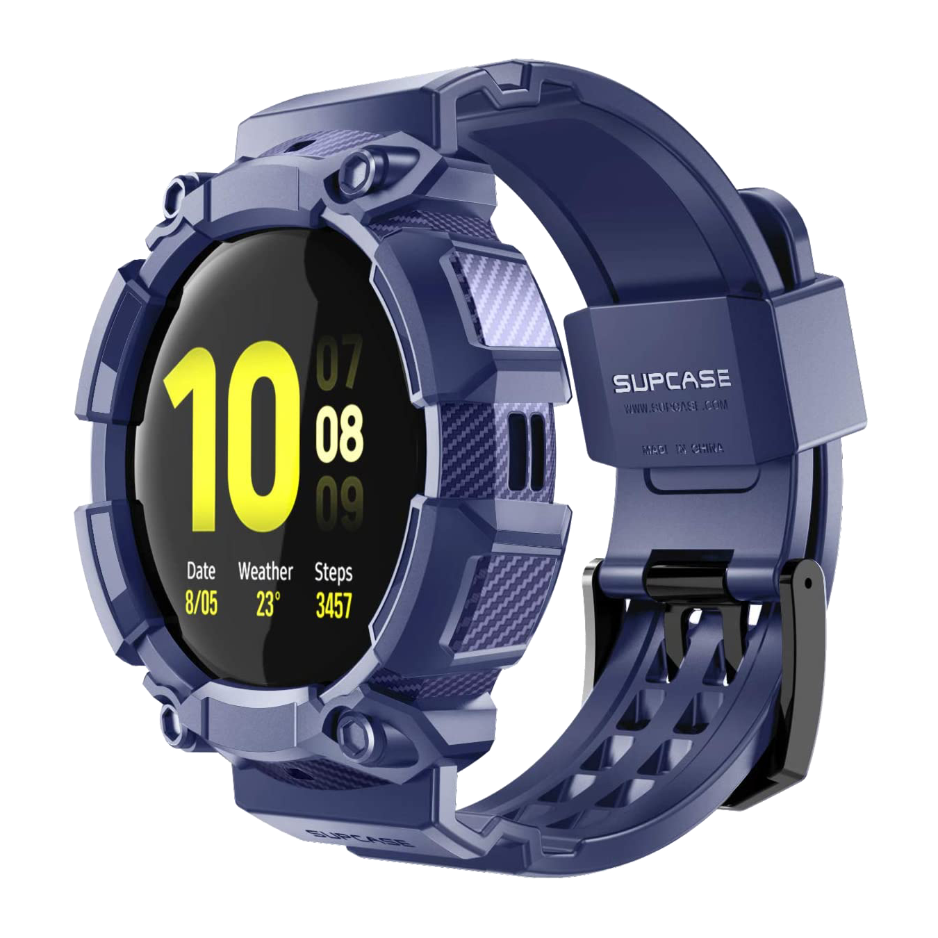 Samsung Galaxy Watch Active 2 44mm Case with Unicorn Beetle Pro Band - Navy Blue Protective Cover for Running, Swimming & Outdoor Activities