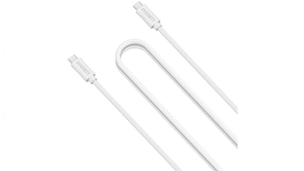 Cygnett LightSpeed 1M USB-C to USB-C Cable (3.1 Gen 2) - 10Gbps Fast Charging & Data Transfer - White (CY2045PCTYC) - Perfect for MacBook, Galaxy S23 & Fast Charging Devices