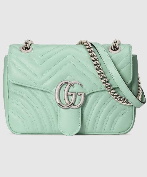 Gucci GG Marmont Small Shoulder Bag in Pastel Green | Luxury Leather Crossbody Purse for Women | Perfect for Date Night & Evening Events