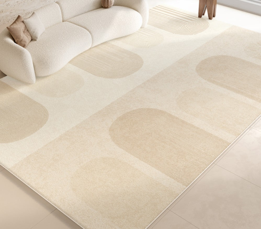 Abstract Area Rugs for Living Room - Modern Cream Geometric Contemporary Carpet for Dining Table, Bedside & Kitchen - Soft Non-Slip Floor Mat for Home Decor & Cozy Spaces