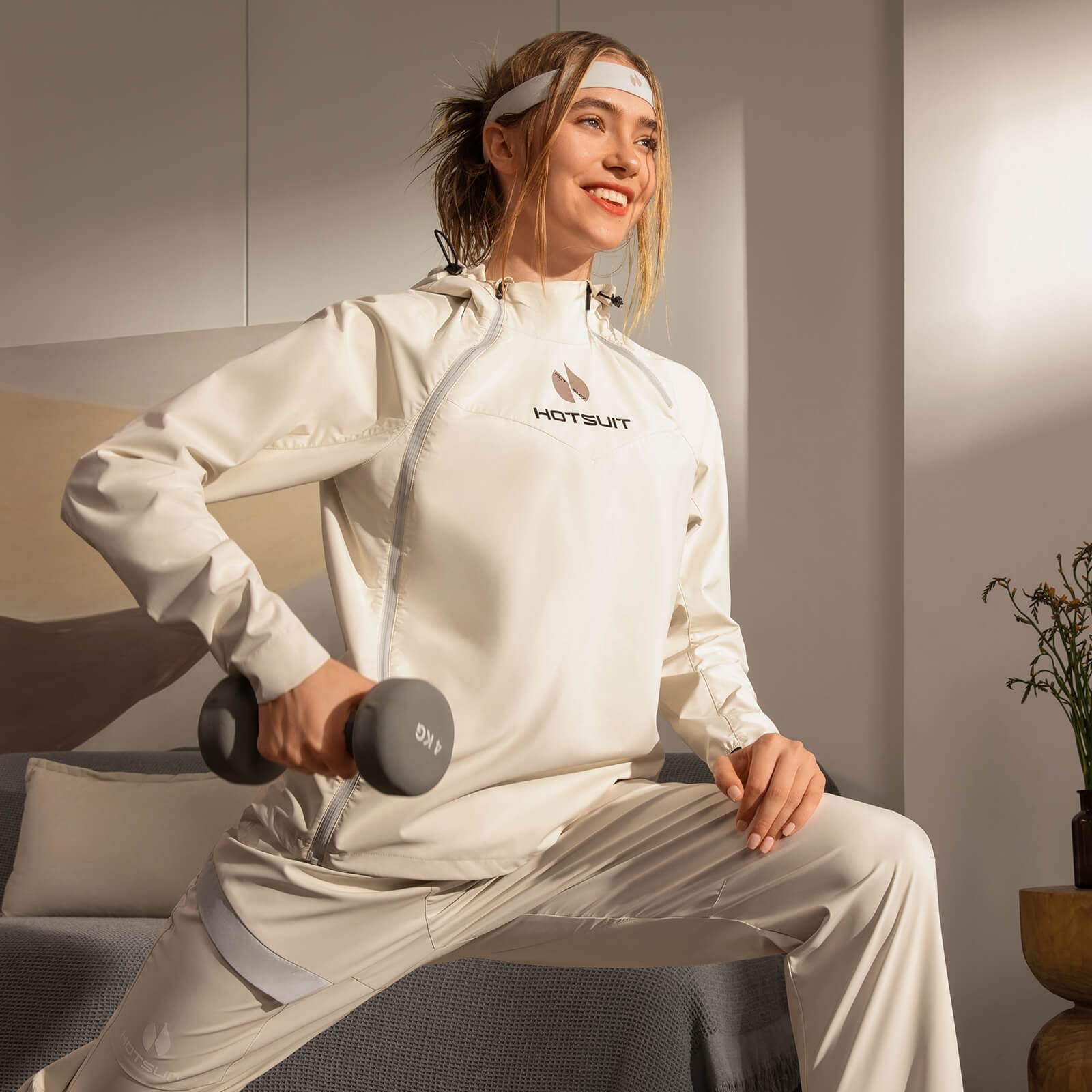 HOTSUIT High-Tech Non-Rip Women's Sauna Suit - Machine Washable Sweat Jacket & Pants for Fat Burning Workouts (Sizes S-3XL) - Perfect for Gym, Running & Weight Loss Training
