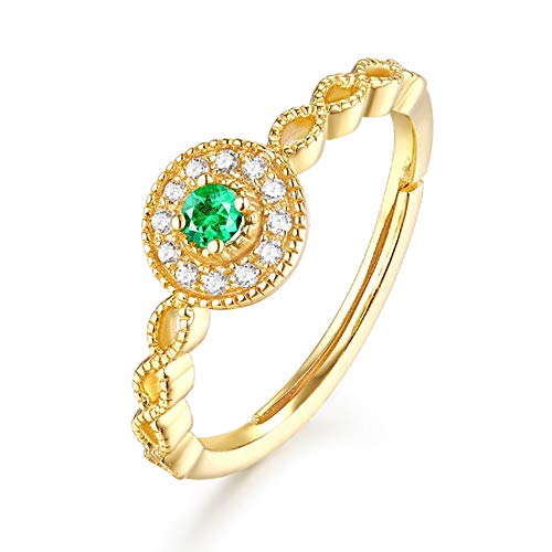 925 Sterling Silver Ring with 2.5mm Natural Emerald & CZ Stones - Elegant Promise, Engagement & Birthday Jewelry Gift for Women - Perfect for Weddings, Anniversaries & Special Occasions
