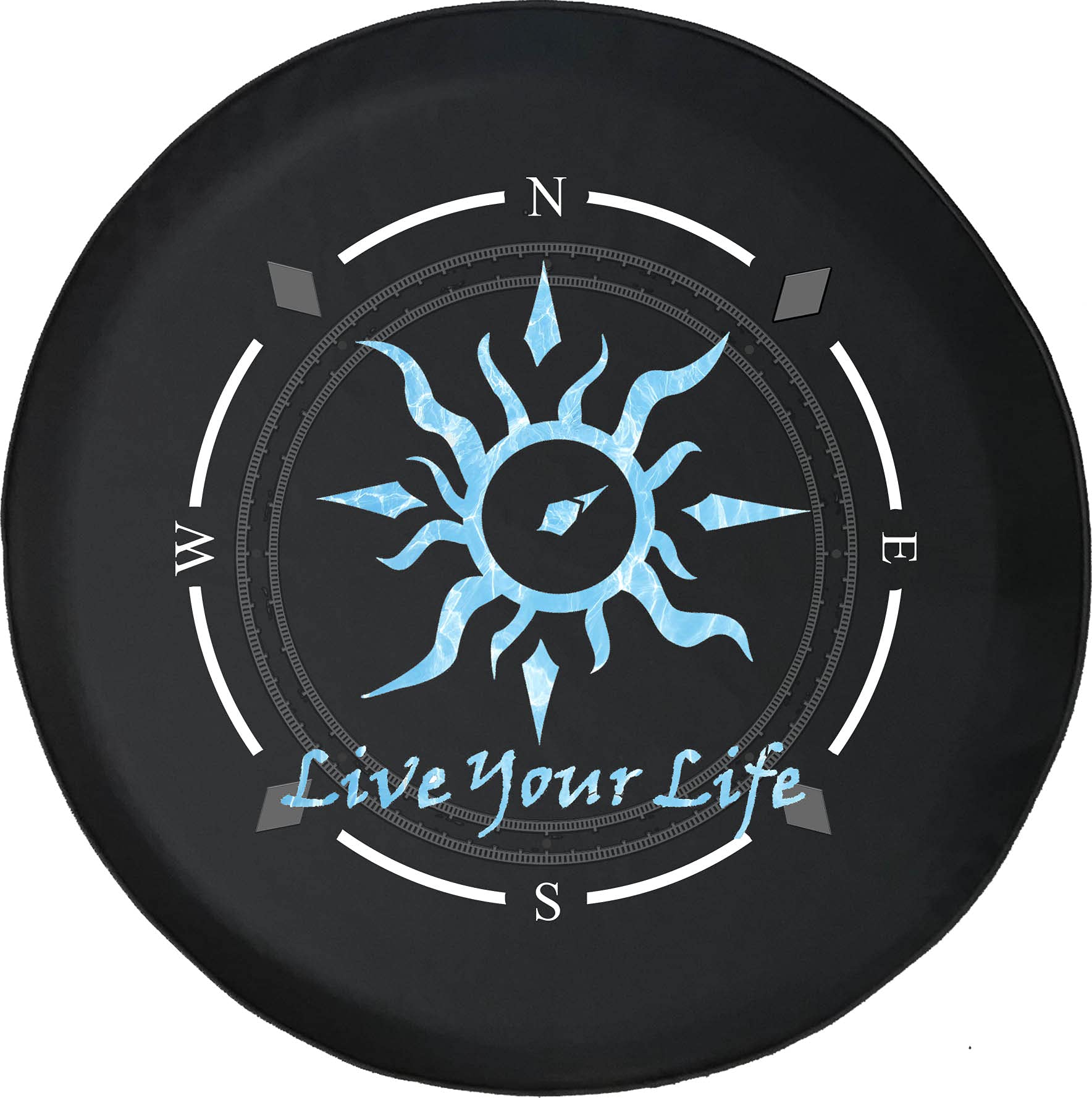 Premium American Unlimited Spare Tire Cover with Compass Design - Tribal Sun Wheel Protector for SUV, Trailer, RV & Multiple Vehicles | Durable Outdoor Accessory for Camping & Road Trips
