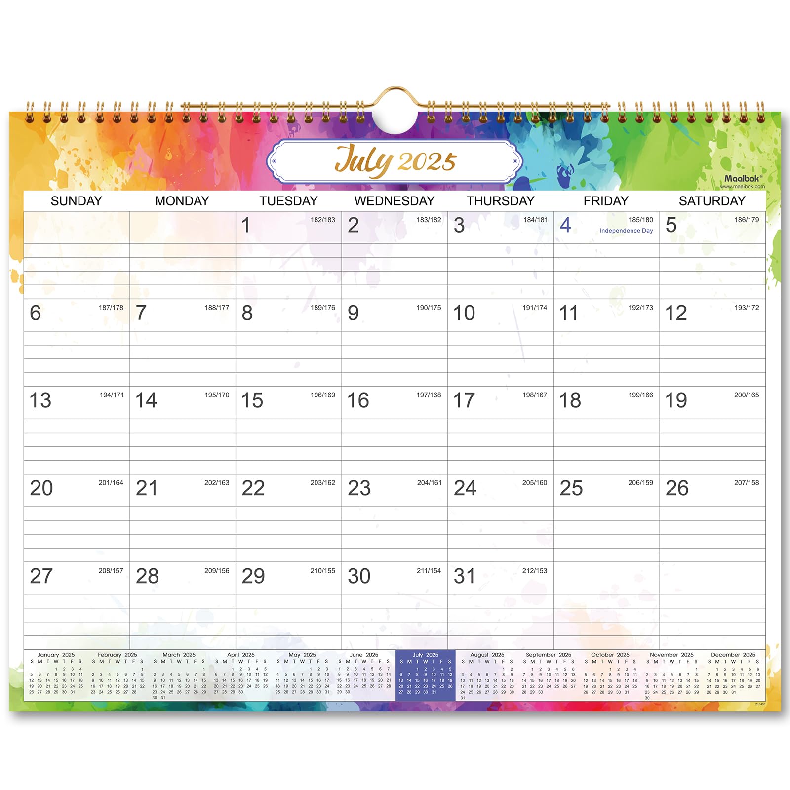 2025-2026 Wall Calendar | 18-Month Planner from July 2025 to December 2026 | Monthly Calendar with Julian Dates | 15