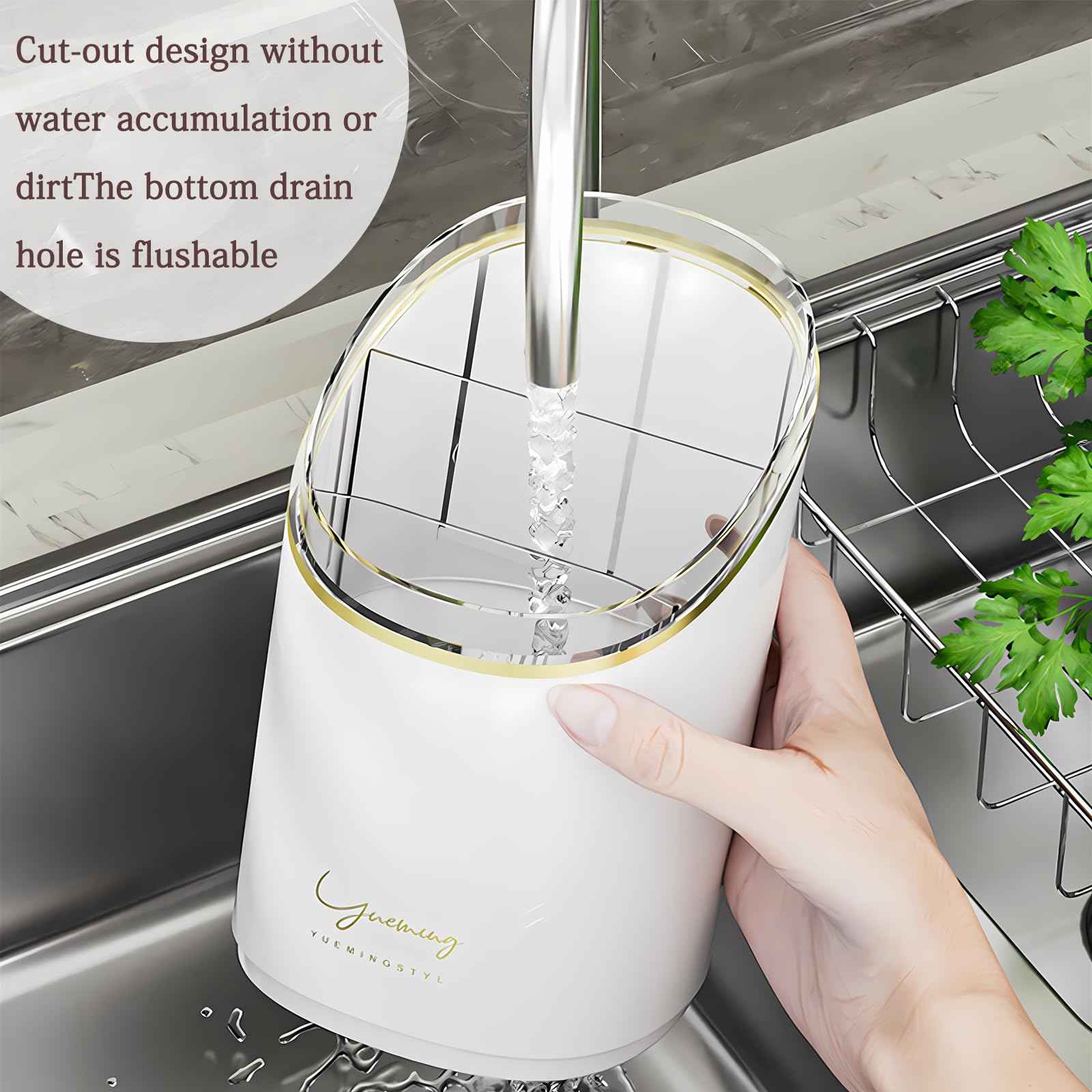 Stainless Steel Utensil Drying Rack - 3-Tier Cutlery Drainer Sink Caddy with Drain Tray for Flatware, Spoons, Forks - Space Saving Kitchen Organizer for Countertop (White) | Perfect for Dish Drying, Utensil Storage & Small Kitchen Organization