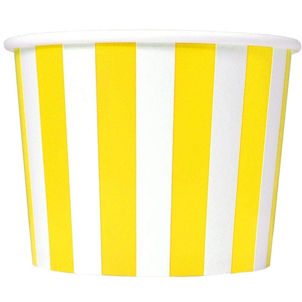[1,000 Count] 4 oz Yellow Paper Ice Cream Cups - Striped Dessert Bowls for Parties, Frozen Yogurt & Sundae Bar Supplies - Bulk Disposable Ice Cream Containers in Multiple Colors & Sizes