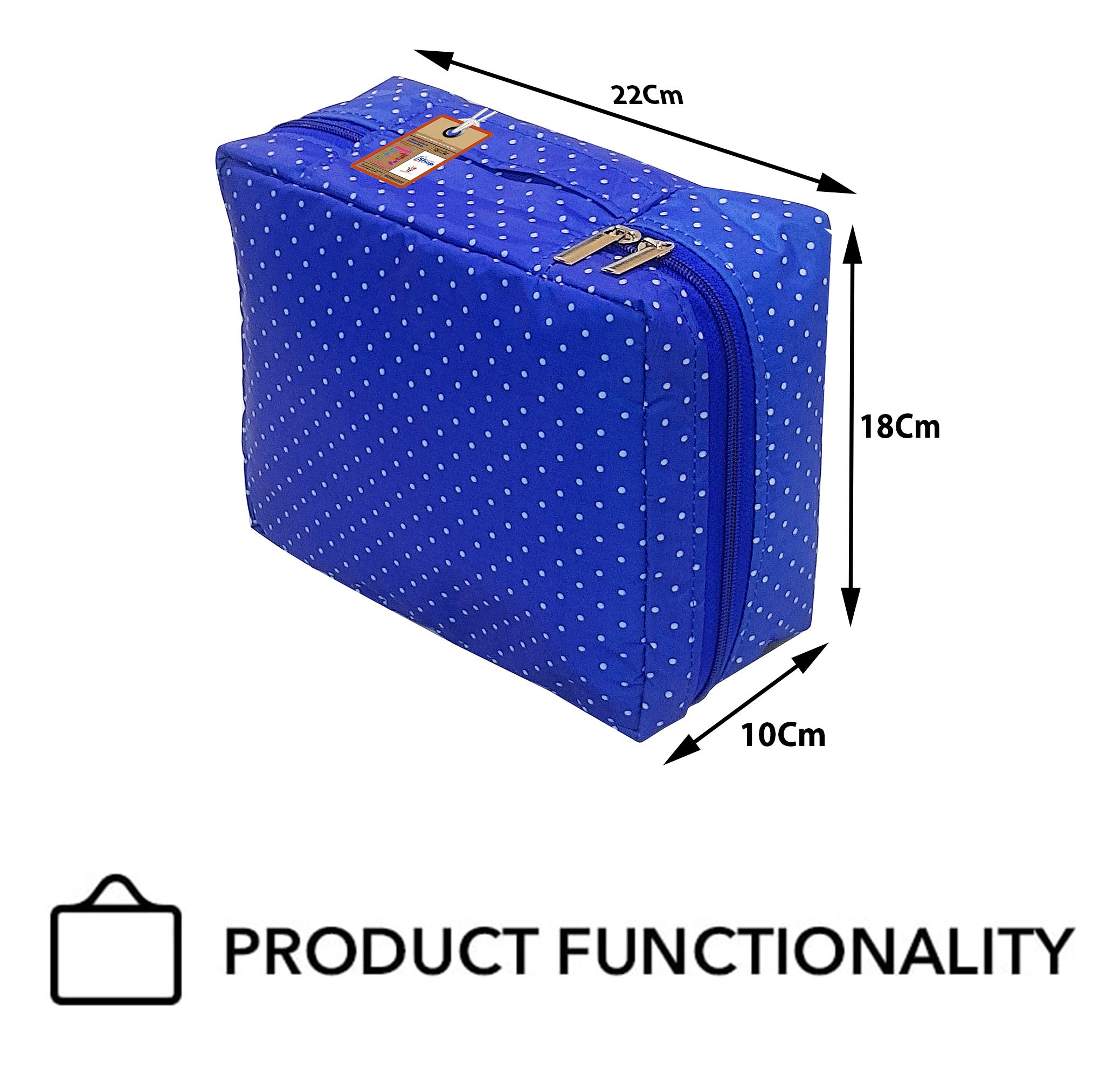Atorakushon Makeup Storage Box - Cosmetic Vanity Organizer with Toiletry & Jewelry Pouch for Women | Travel-Friendly Wardrobe Organizer (Blue) | Perfect for Travel, Home & Office Use