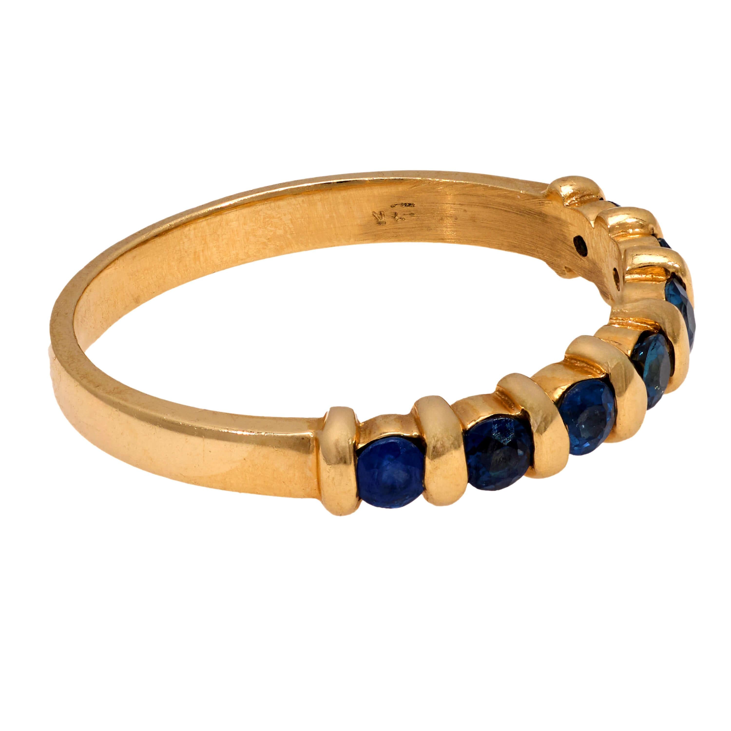 14K Gold Sapphire Half Eternity Band Ring for Women - Elegant Wedding, Engagement, Anniversary Jewelry Gift