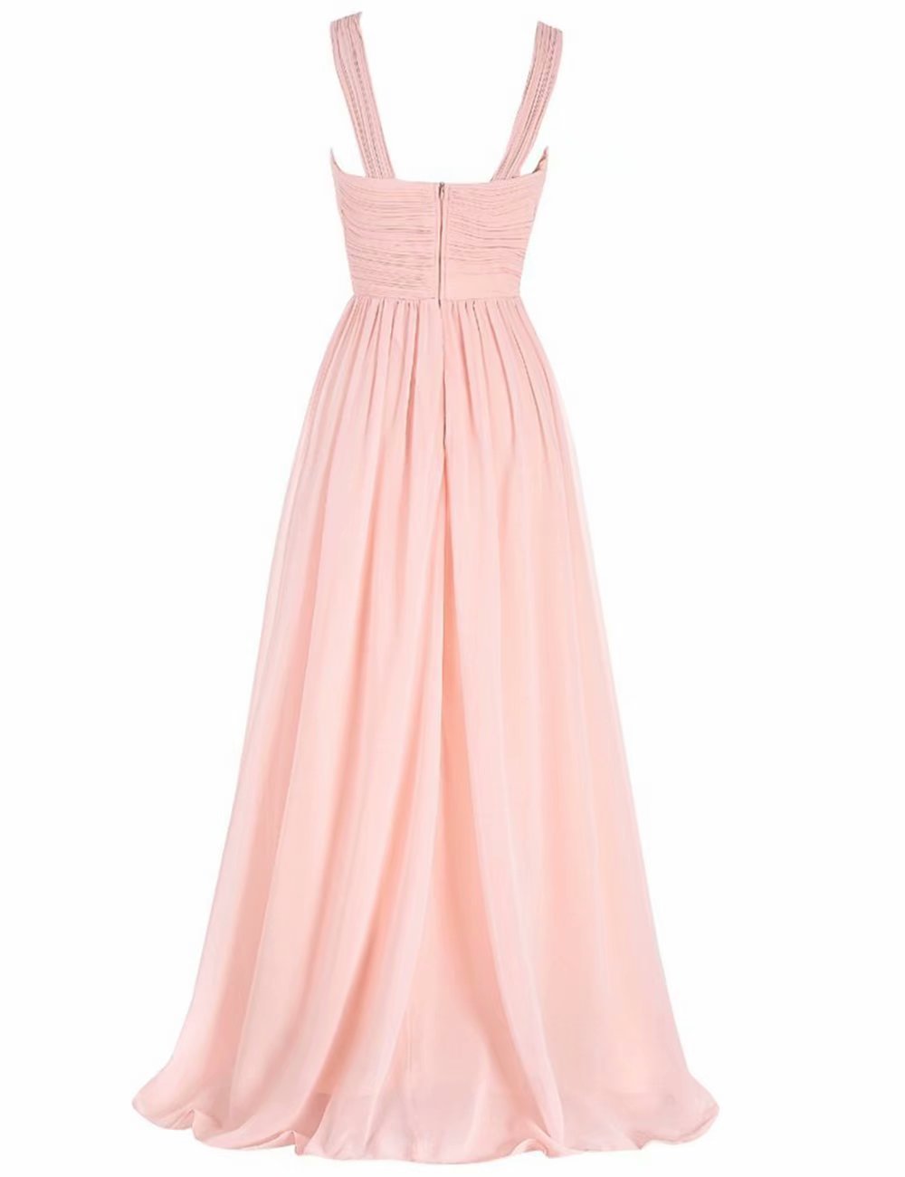 Elegant Chiffon A-Line Bridesmaid Dress with Floral Pleats - Long Prom & Cocktail Party Gown for Women | Perfect for Weddings, Formal Events & Evening Occasions