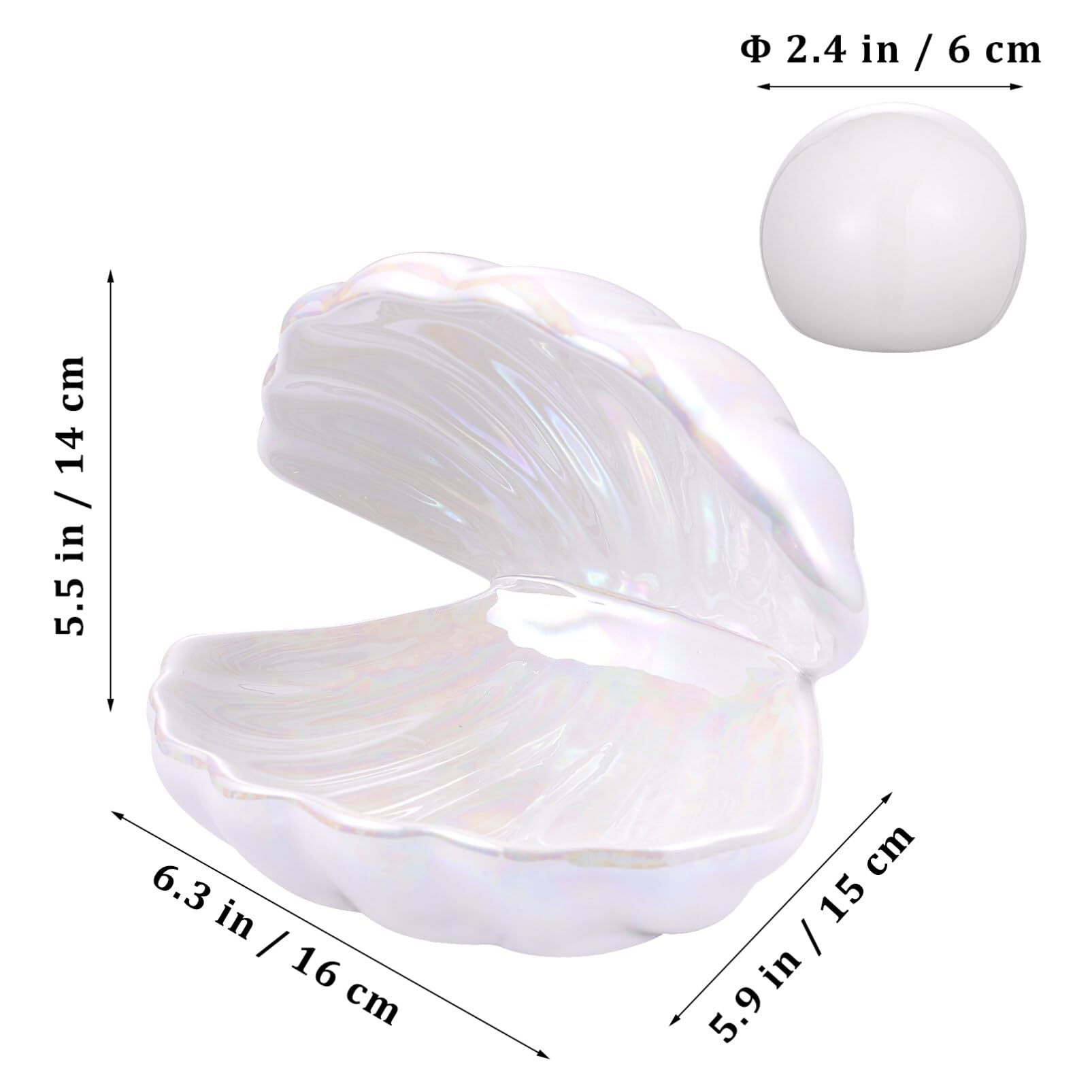 Natural Pearl in Shell Night Light - Ceramic Desktop Lamp for Bedroom, Living Room & Nursery Decor | Soothing Ambient Lighting for Relaxation & Sleep