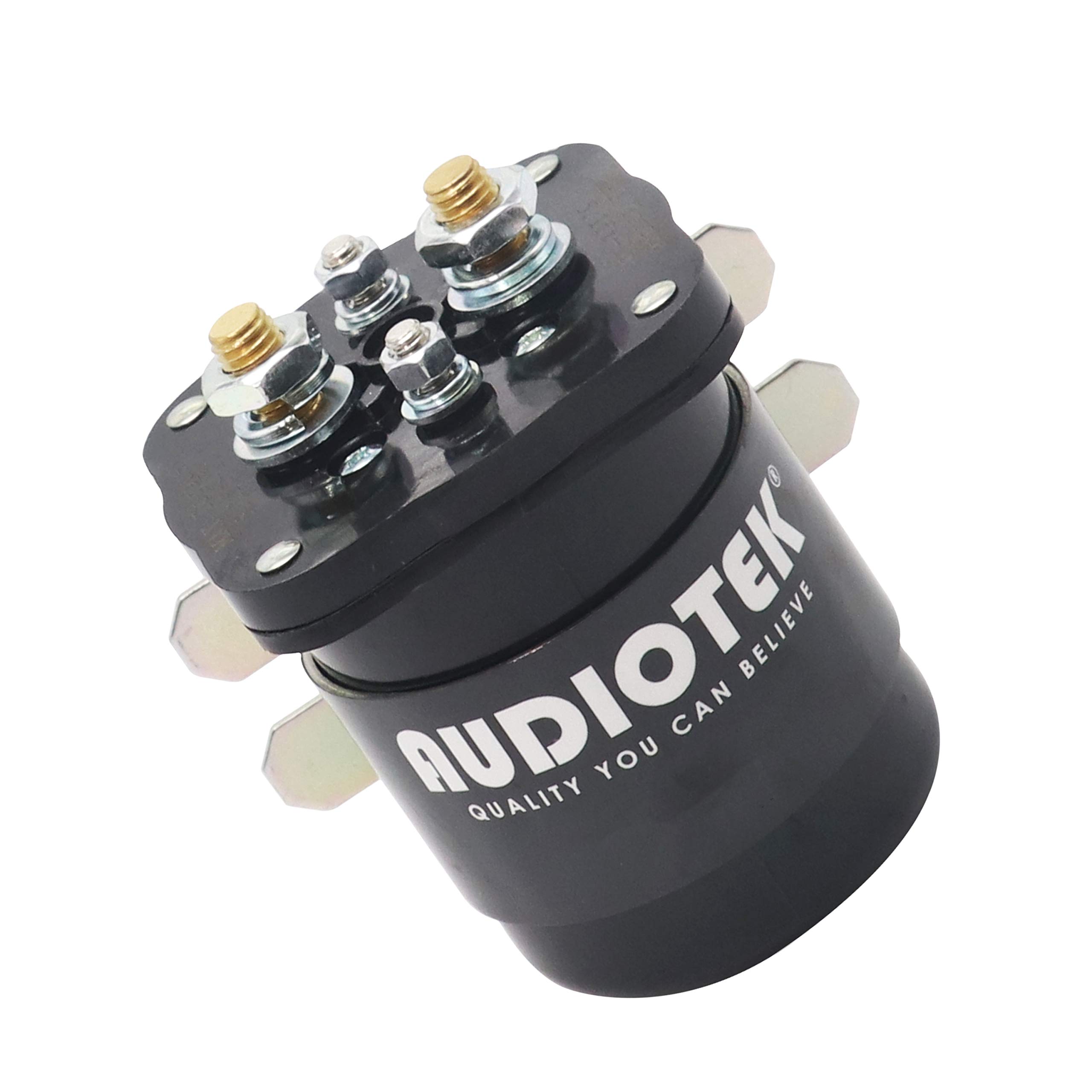 Audiotek 500-Amp 12V Continuous Duty Solenoid Relay - Heavy Duty Battery Isolator & SPST Starter Relay (4 Pin) for Cars, Boats, RVs, Motorcycles - Perfect for Off-Roading, Marine & RV Power Management (1 Pack)