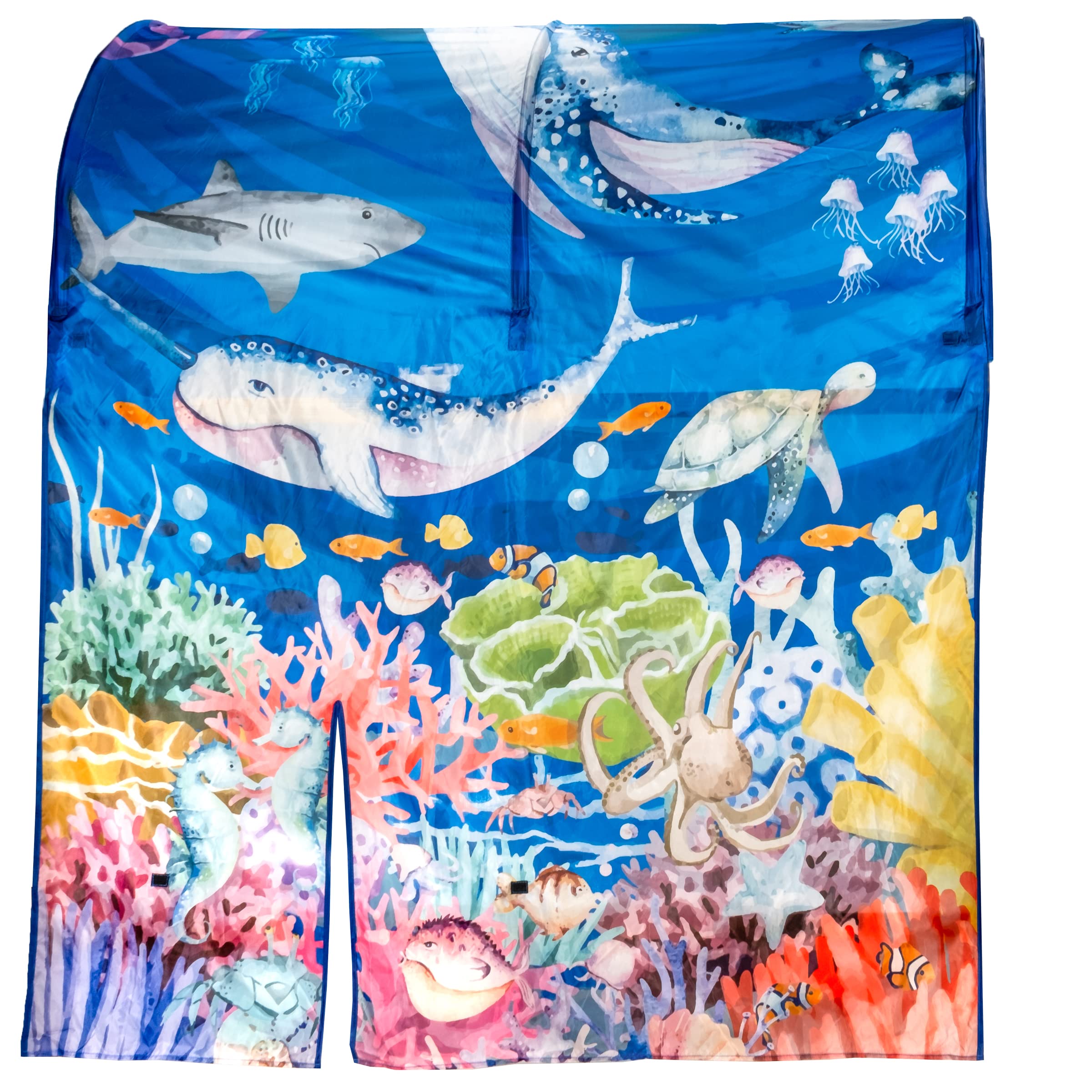 KURA Bed Tent for Kids - Under The Sea Themed Play & Sleep Canopy Compatible with IKEA Kura Bed (Bed Not Included) | Indoor Children's Bed Tent for Imaginative Play, Nap Time & Cozy Sleep Space
