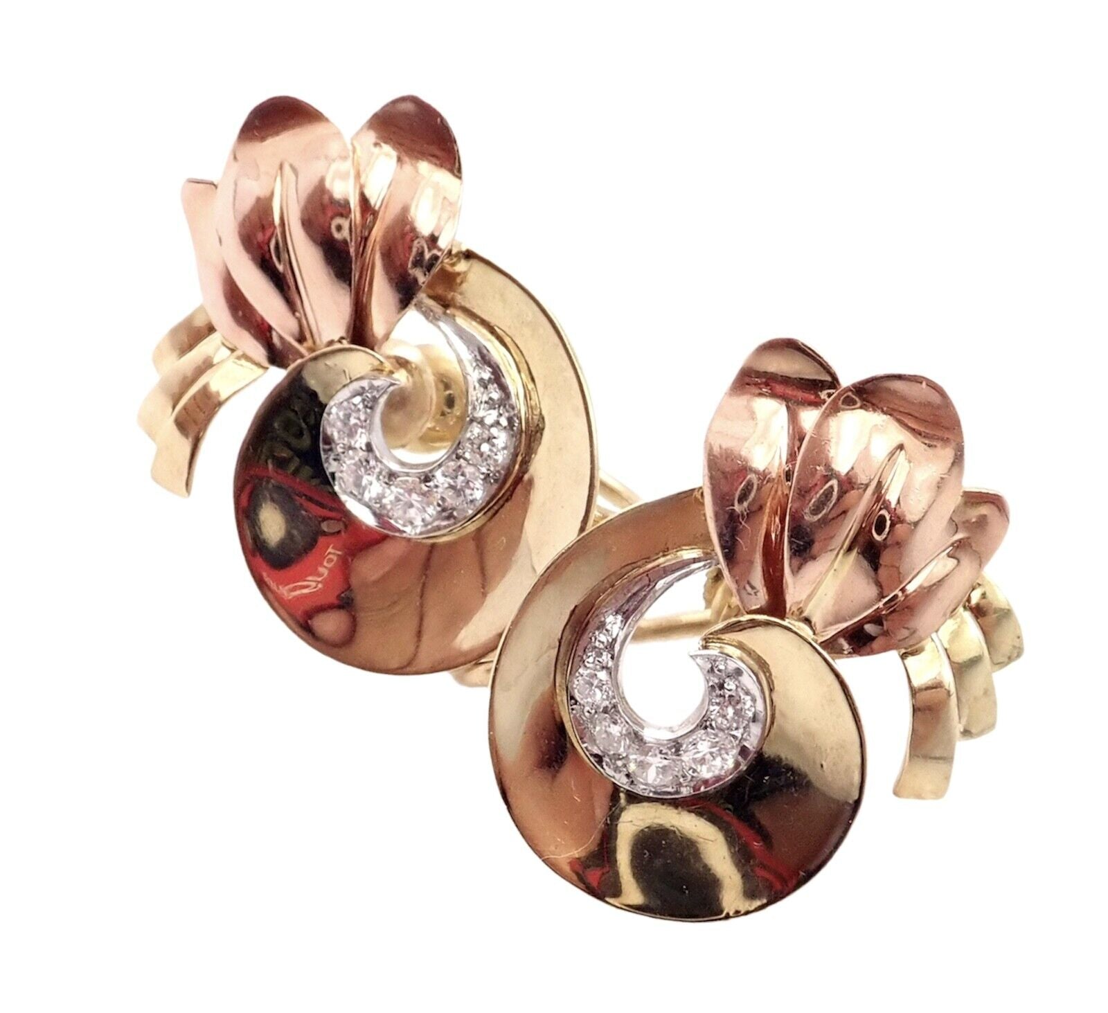 Vintage Tiffany & Co 14k Yellow Rose Gold Diamond Screwback Earrings - Authentic Luxury Jewelry for Women, Perfect for Weddings, Anniversaries & Special Occasions