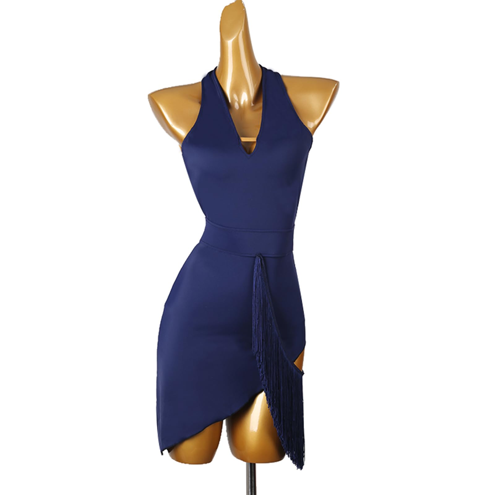 Women's Latin Dance Skirt - Elegant Ballroom Practice Skirt with Hanging Neck & Beautiful Back Tassels - Perfect for Salsa, Bachata & Latin Dance Performances