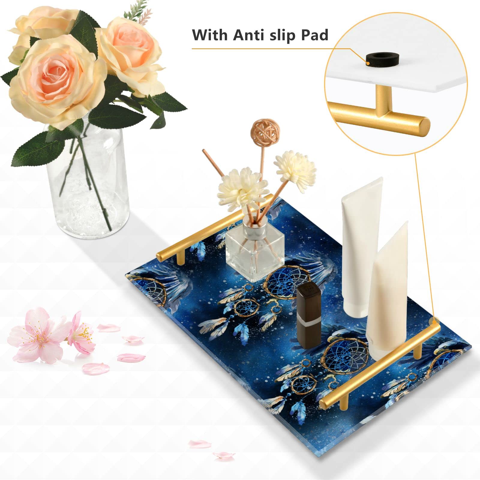 Acrylic Vanity Tray with Handles - Bathroom & Coffee Table Decor