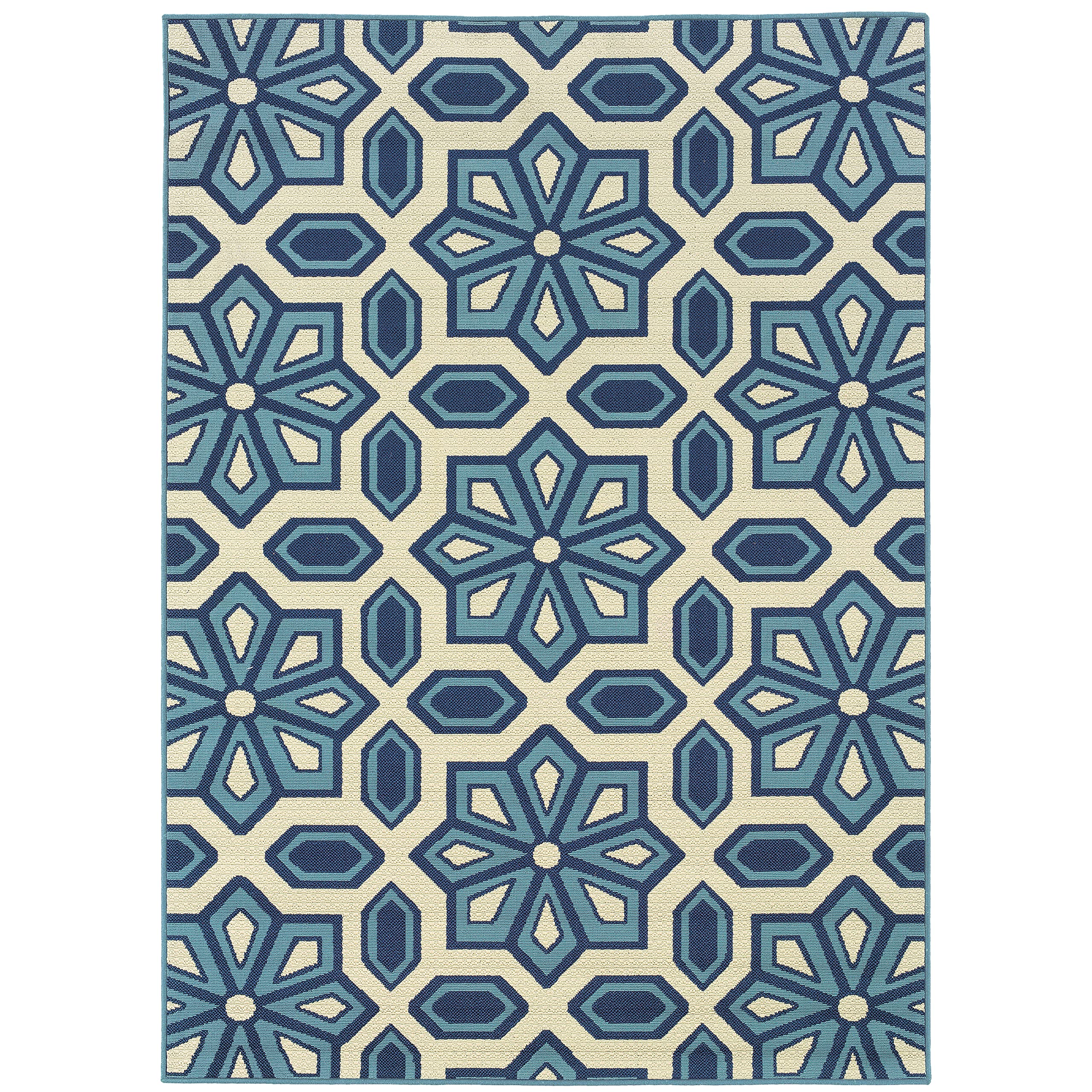 Premium Caspian Ivory & Blue Indoor/Outdoor Area Rug 7'10