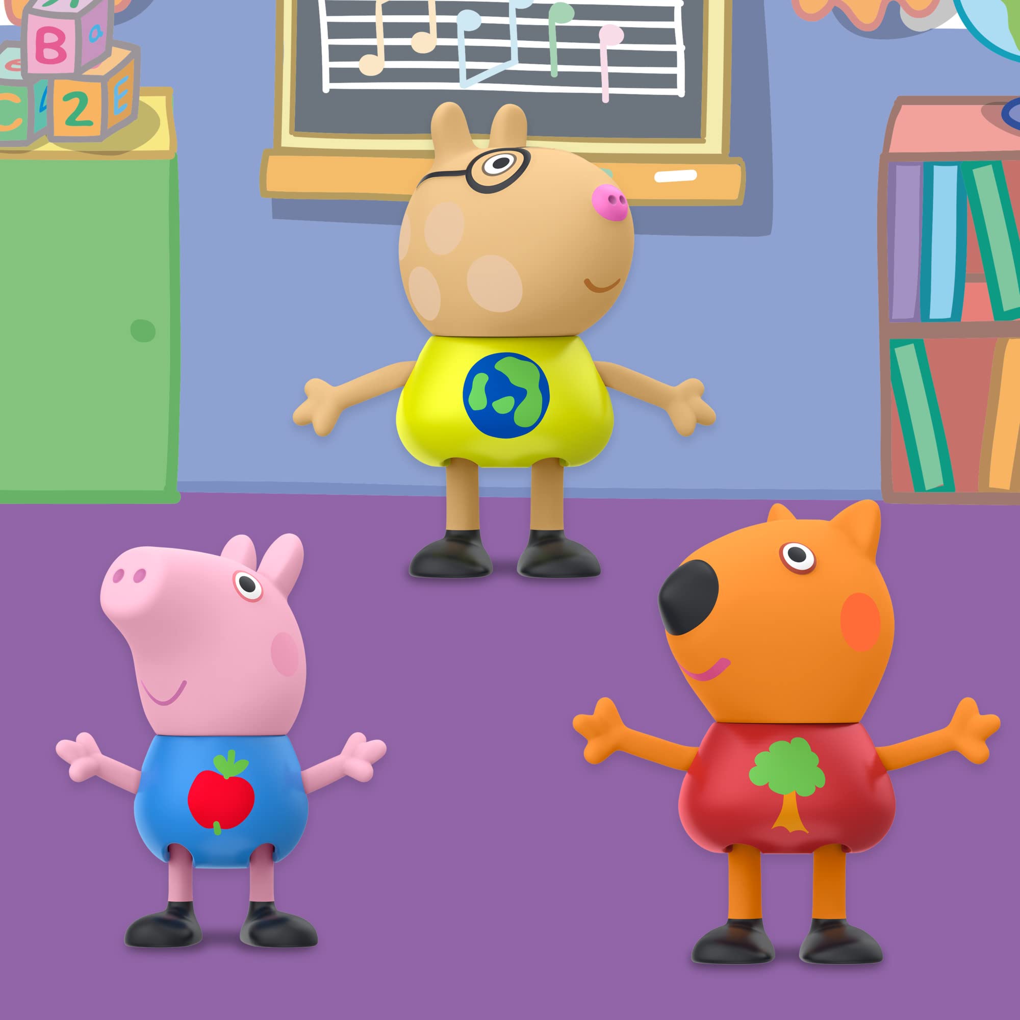 Peppa Pig School Classroom Toy Figures 8-Pack - Peppa Pig, George Pig, Peggi Panda, Candy Cat & More - Educational Playset for Kids Ages 3+ - Perfect for Preschool Learning, Role Play & Back to School Gifts (Amazon Exclusive)