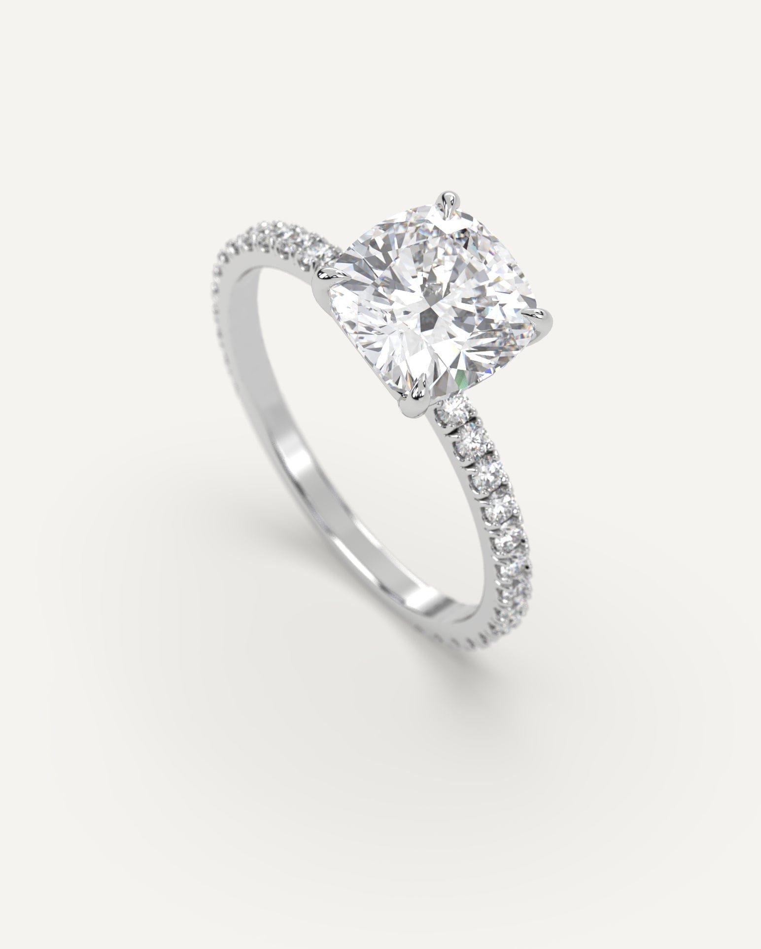2 Carat Cushion Cut Diamond Engagement Ring - 14K White Gold Solitaire Wedding Band for Women - Perfect for Proposals, Anniversaries & Special Occasions