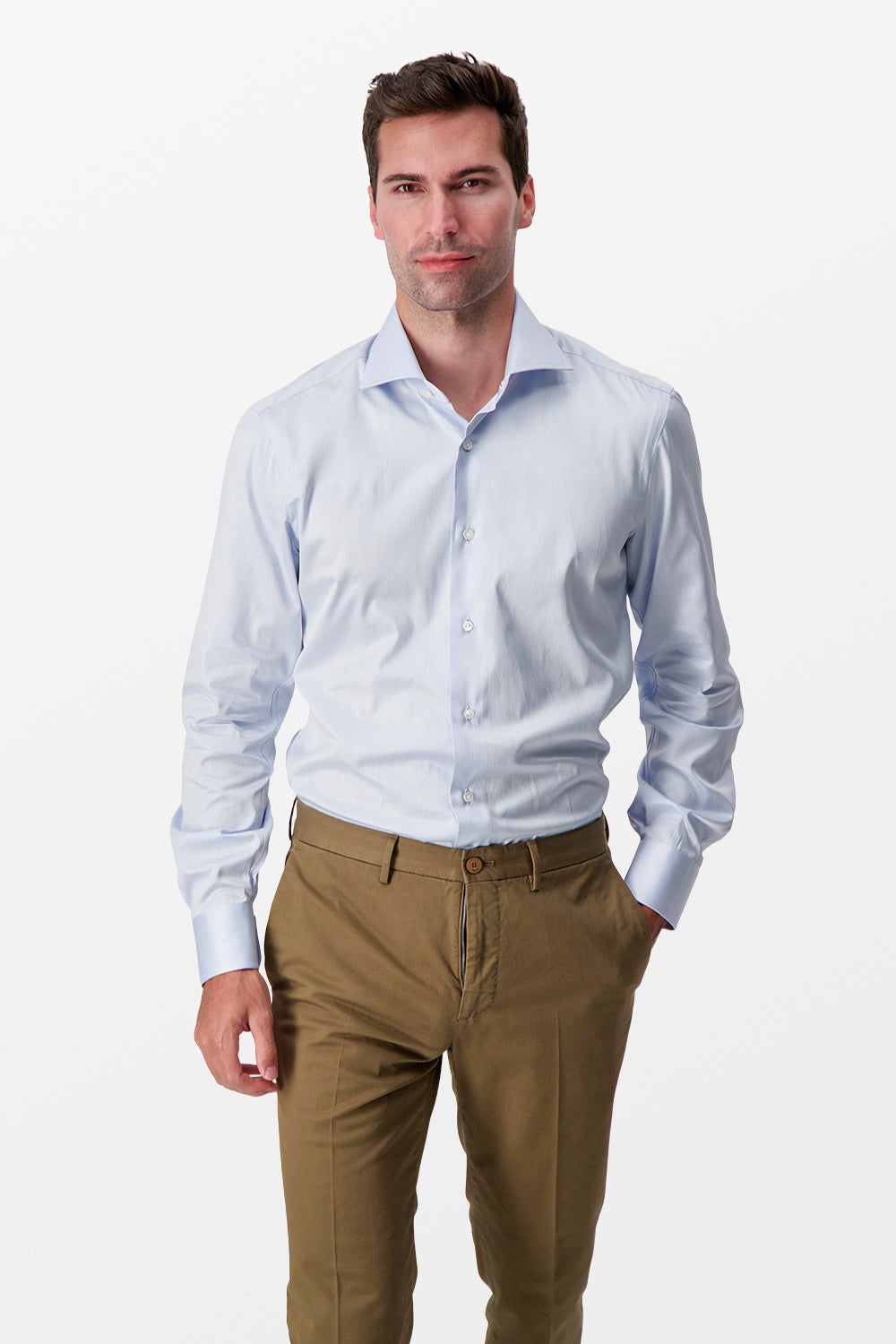 Barba Napoli Blue Classic Dress Shirt for Men | Premium Cotton Formal Wear | Perfect for Business, Office & Special Occasions